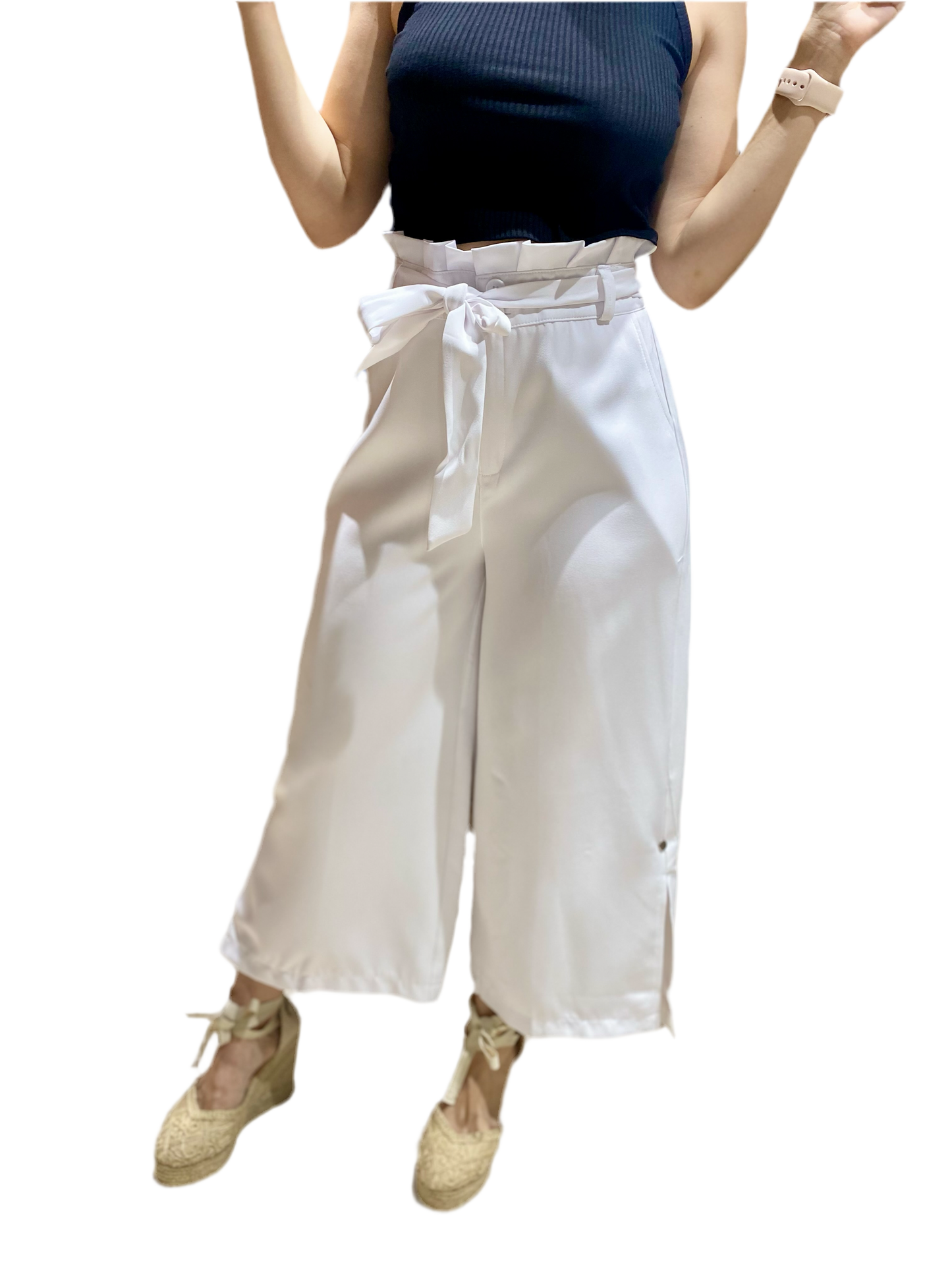 Pantalón Dama Blanco Tela Formal con faja INT3:1735 590390