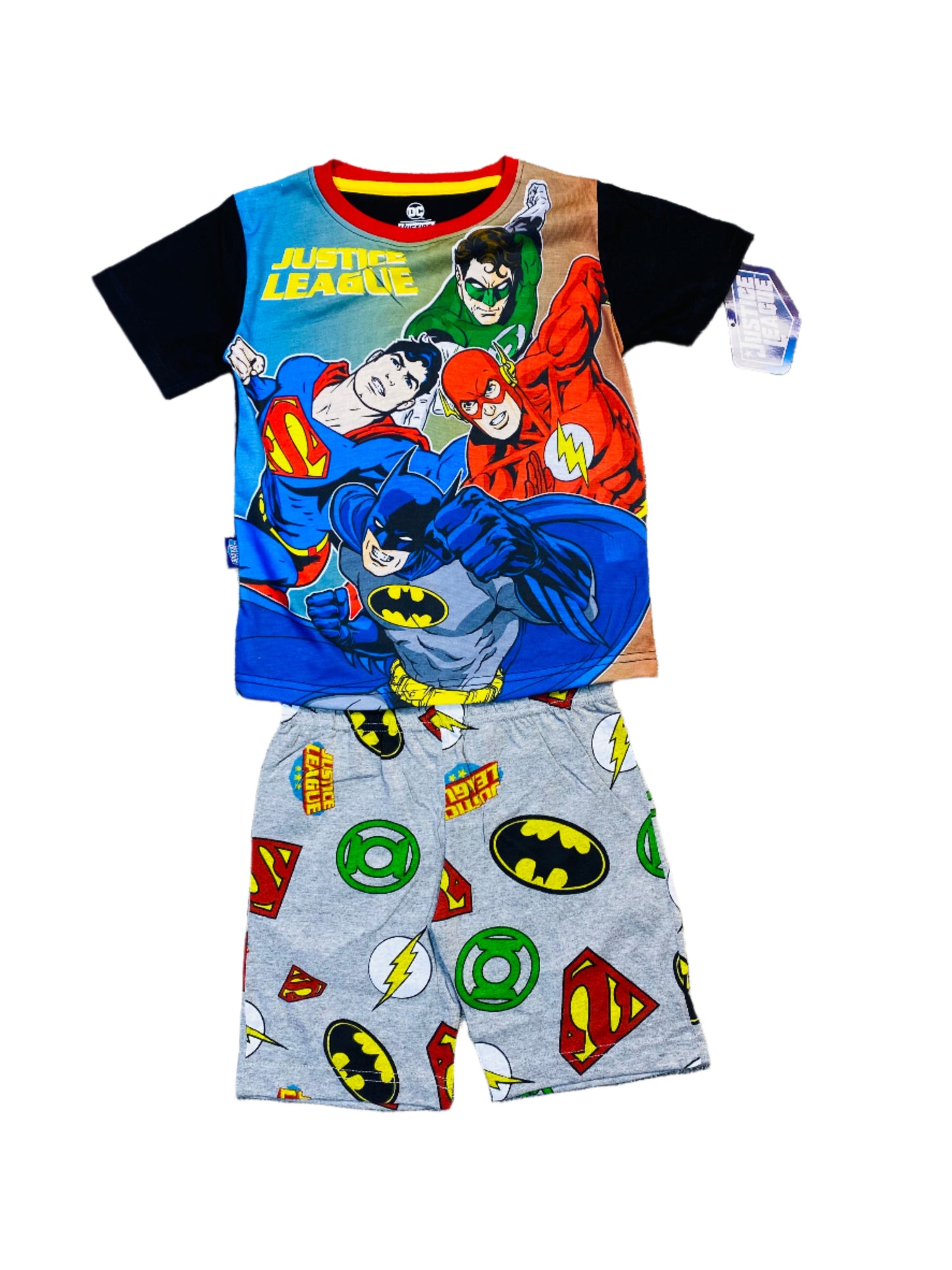 Set conjunto dos piezas pijama super man liga de la justicia 2 a 8 años C3-JL-240N 590305 manga azul