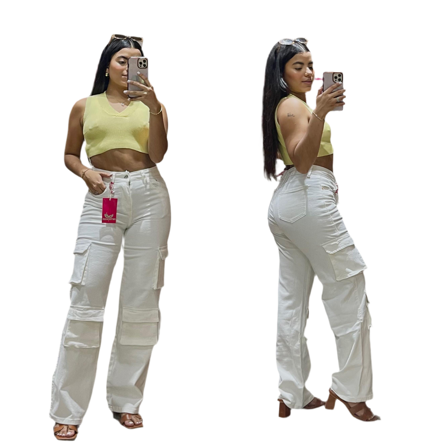 Pantalon Jeans blanco cargo Mujer 3-15 Intrigue IN2-2461 590490