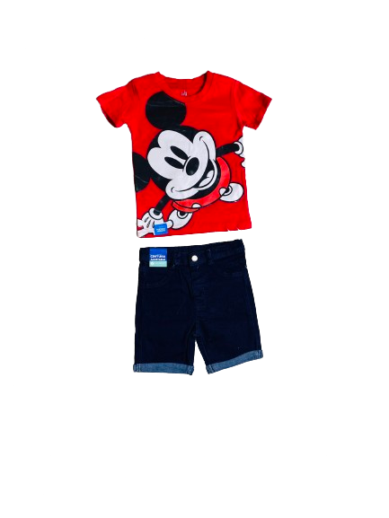 Set conjuntos dos piezas para bebé niño mickey short y camisa 12m a 3T Rojo D9-MK-1333B 690345