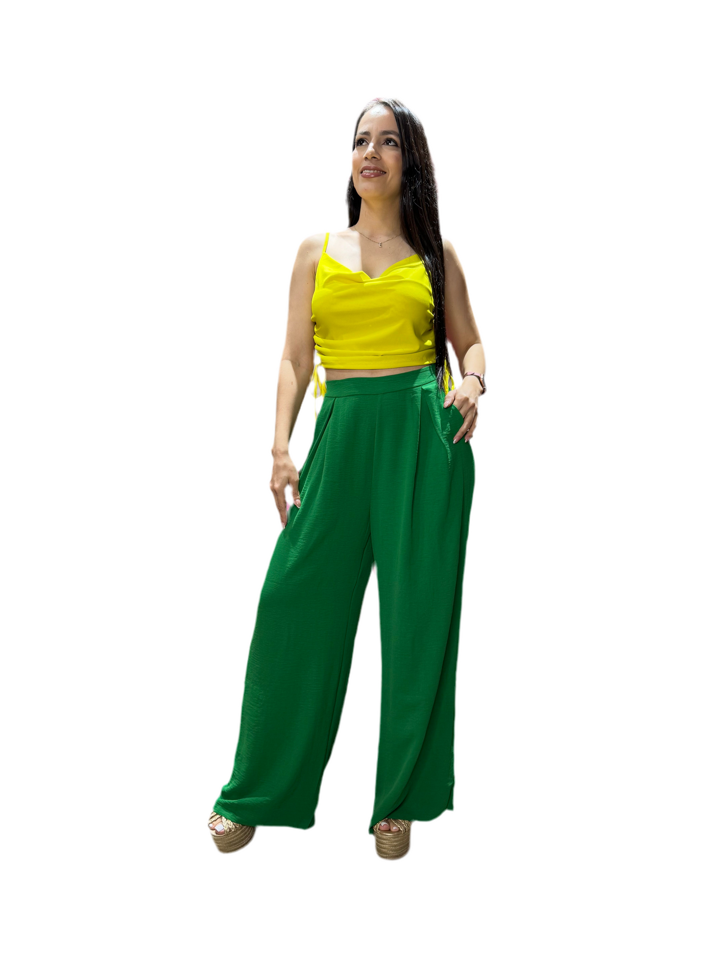 Pantalón tela formal dama PR3-1554 690390 Negro Blanco Verde Naranja Azul Amarillo
