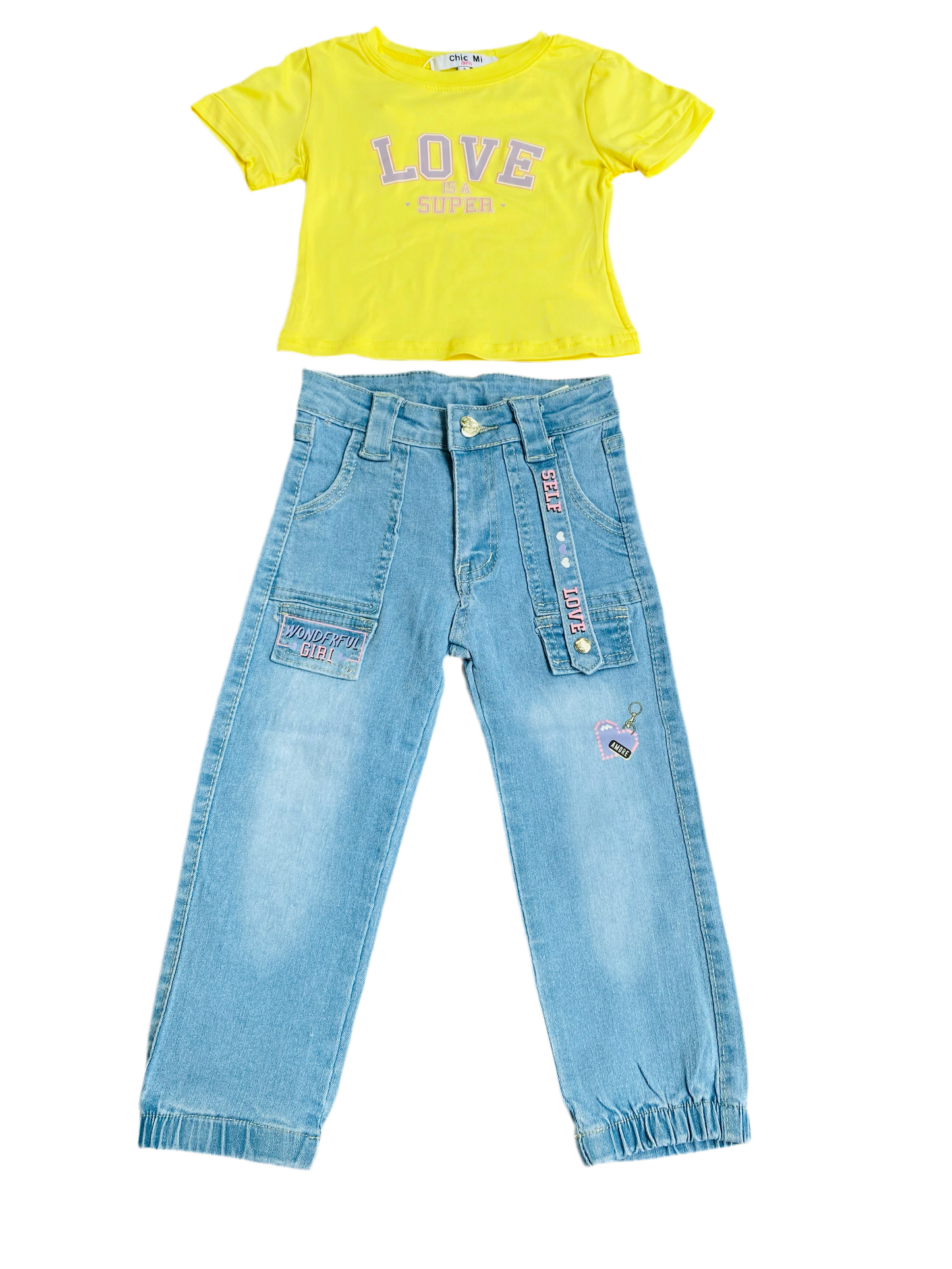 Conjunto set amarillo de niña camisa y Jeans CGS1216-3 810530