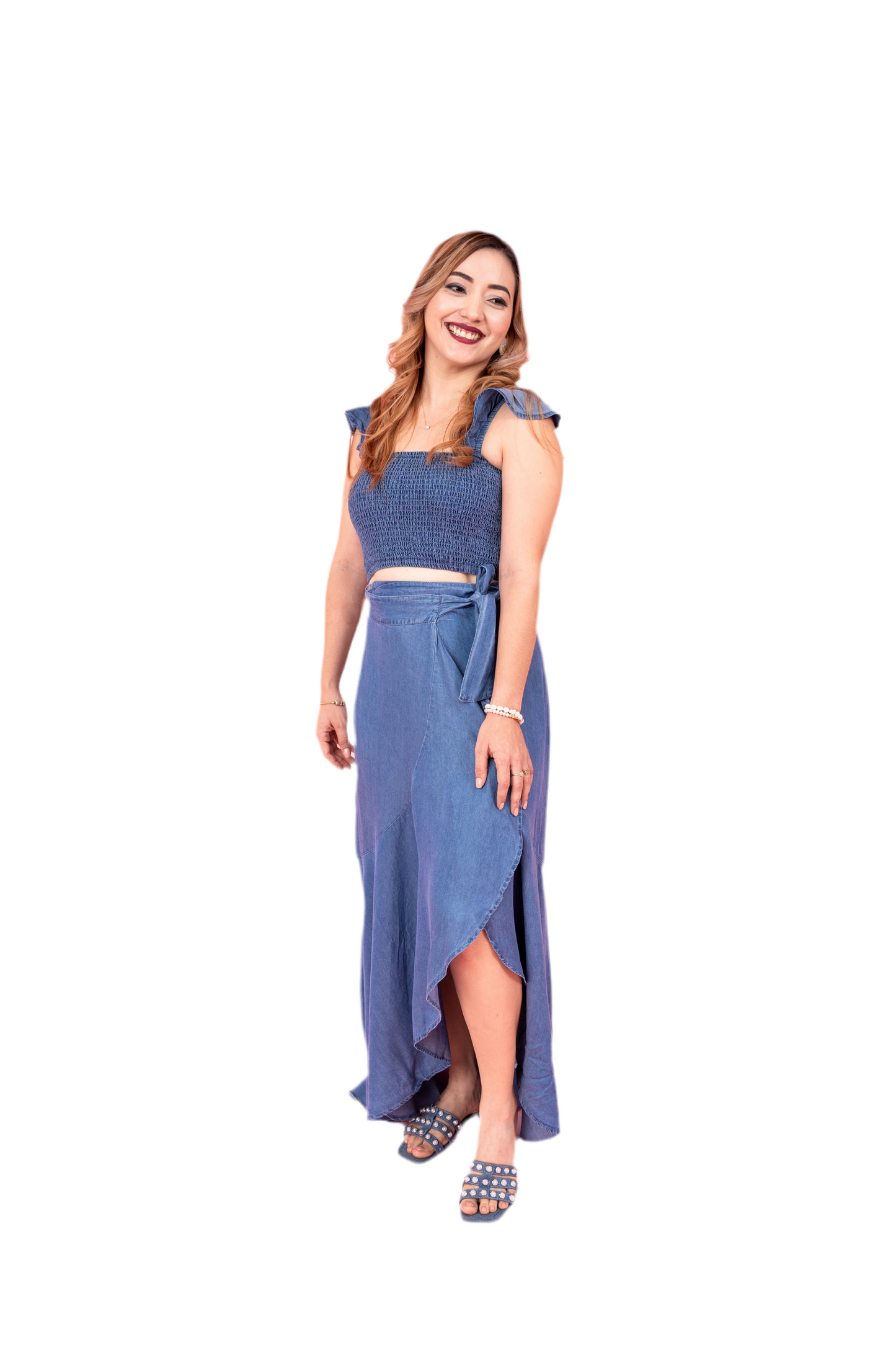 Falda Jeans Larga azul claro Dama CFD1183-21 690525