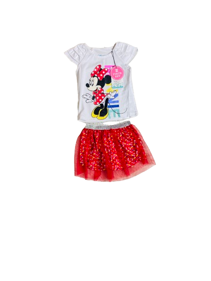Set conjunto dos piezas para bebe niña minnie falda tutu y camisa 12m a 3T D9-MI-1199B 445399 Blanco