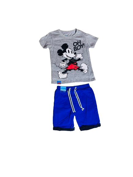 Set conjuntos dos piezas para bebé niño mickey short y camisa 12m a 3T D9-MK-1303B 690365 Gris