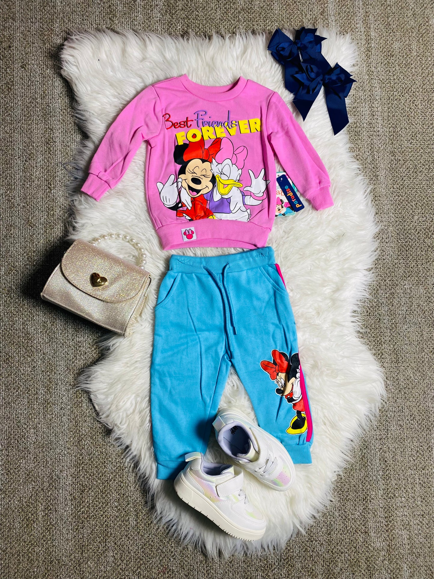Set conjunto para bebe niña camisa y buzo minnie 12m a 3T D9-MI-1229B rosado 790385
