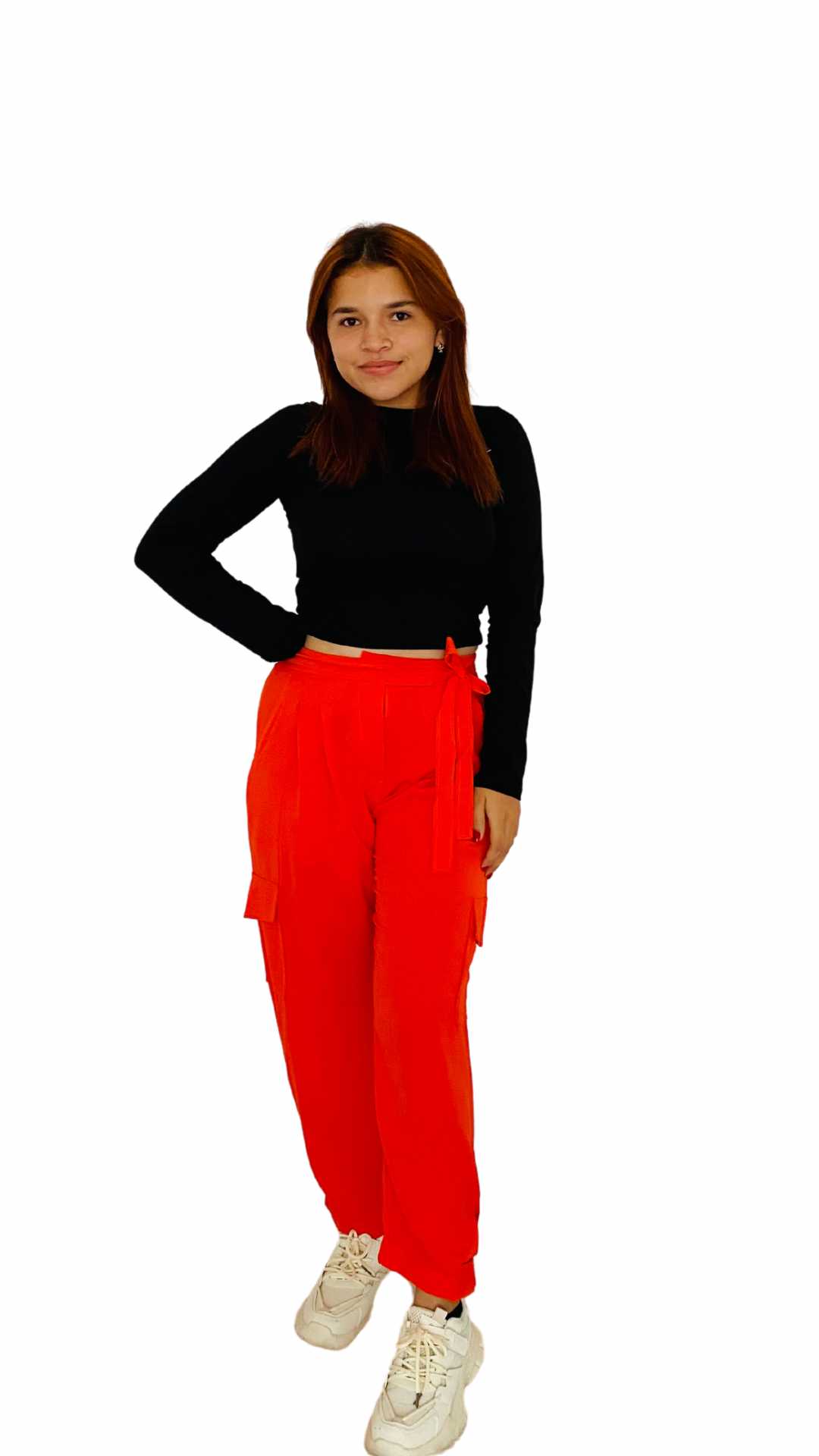 Pantalón tela cargo dama Naranja Tallas S M L XL PR3-965 590390