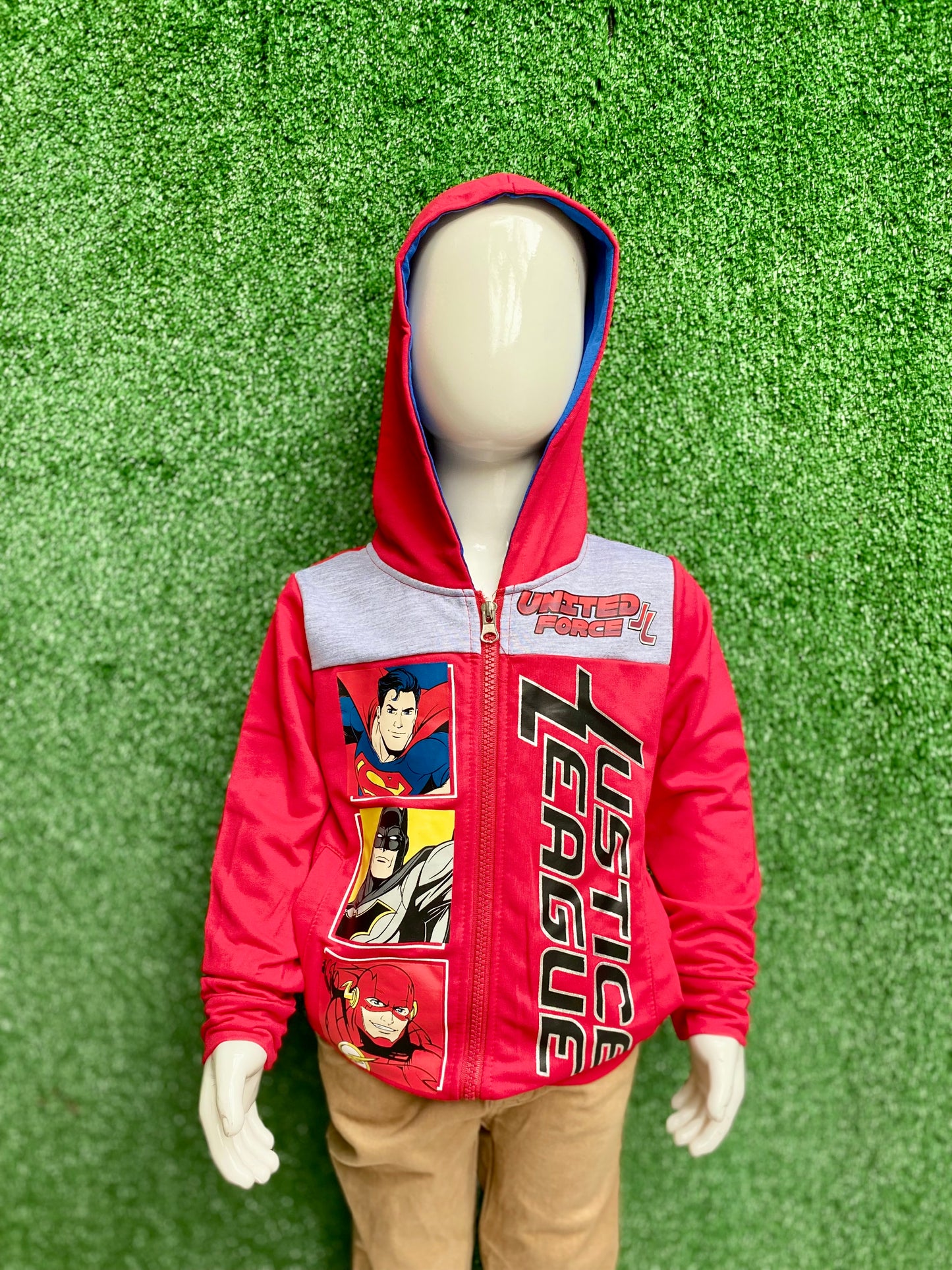 Sueter rojo hoodie sudadera Batman super man iron man niño 2 a 8 años C1-JL-211N 450345