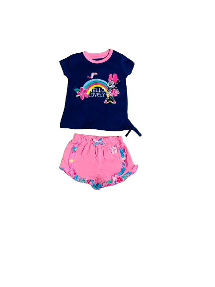 Set conjunto dos piezas short camisa minnie 12m a 3T D9-MI-1164B 390330 azul