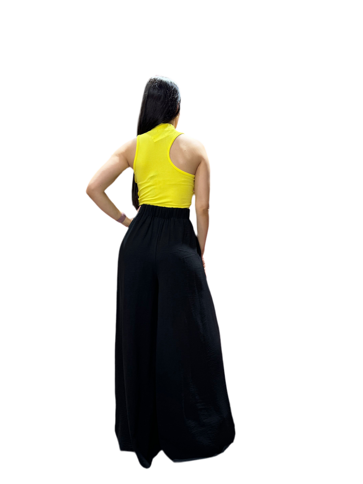Pantalon ancho wide leg para mujer CPD1068-63 590395 negro