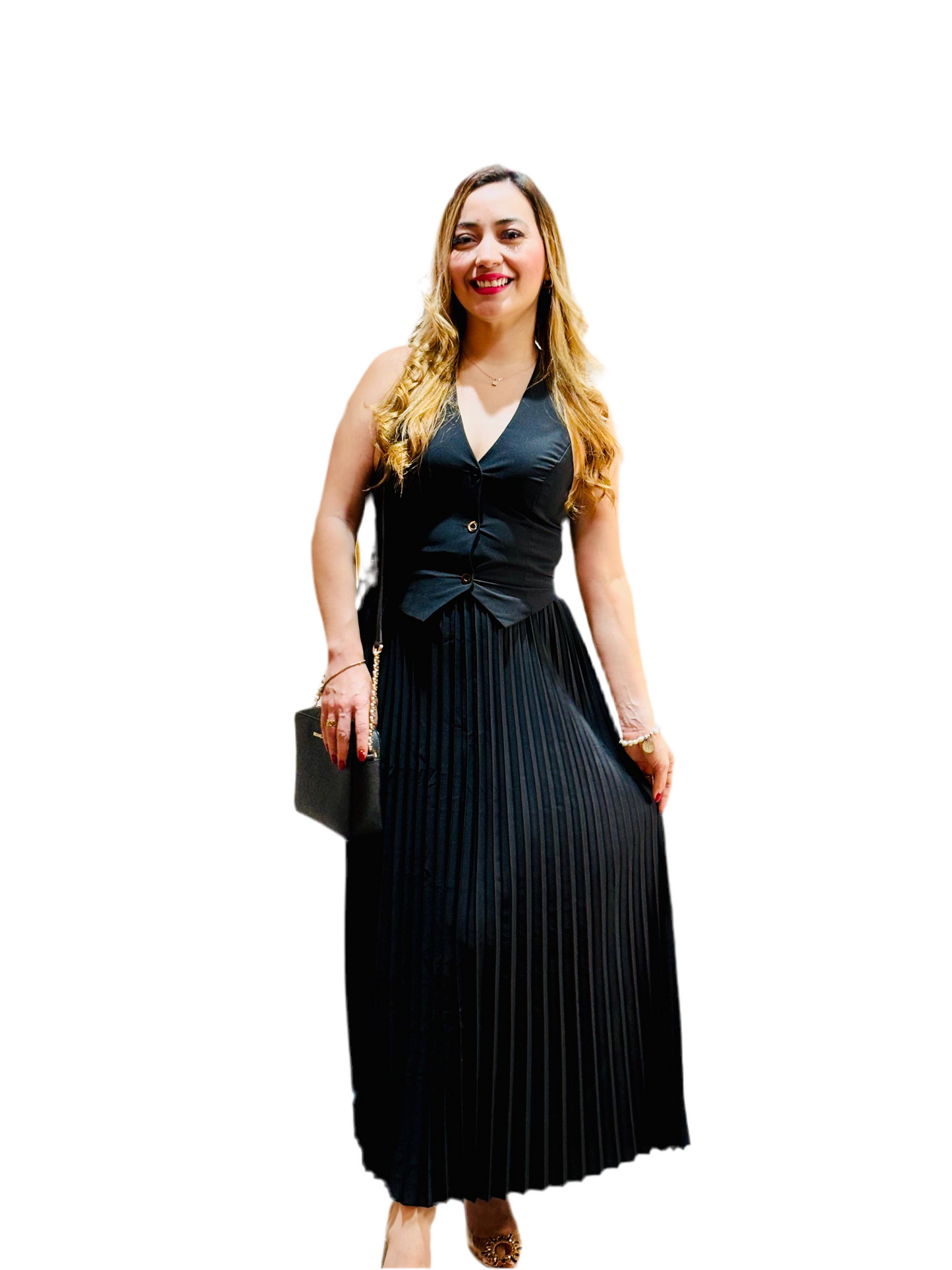 Set de dos piezas falda y top negro para dama mujer 990790