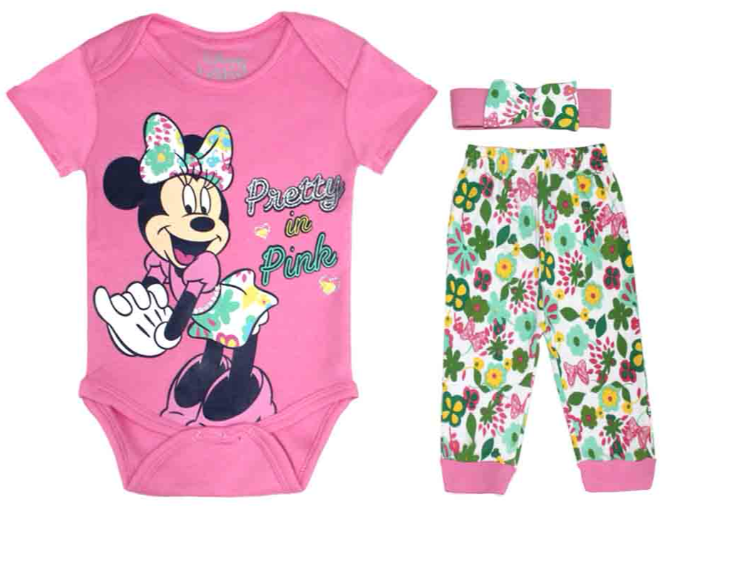 Set Conjunto 3 Piezas para bebé Minnie 0/6M-18/24M D9-MI-1203B 590315 rosado