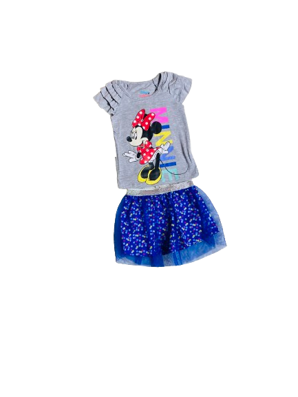Set conjunto dos piezas para bebe niña minnie falda tutu y camisa 12m a 3T D9-MI-1199B 445399 Gris