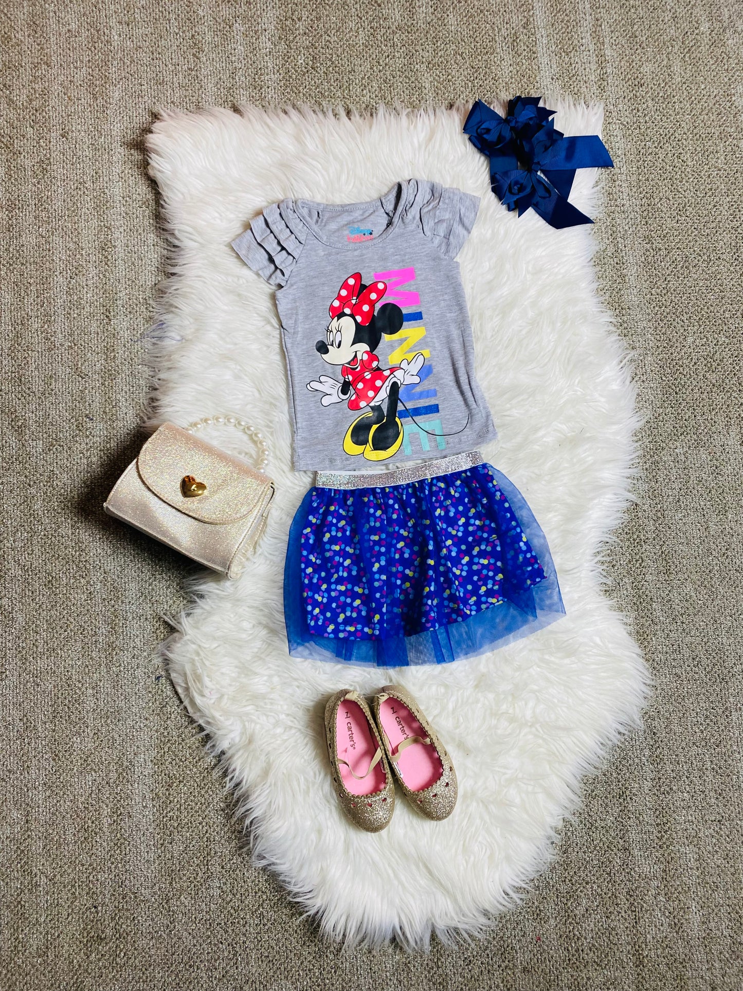 Set conjunto dos piezas para bebe niña minnie falda tutu y camisa 12m a 3T D9-MI-1199B 445399 Gris