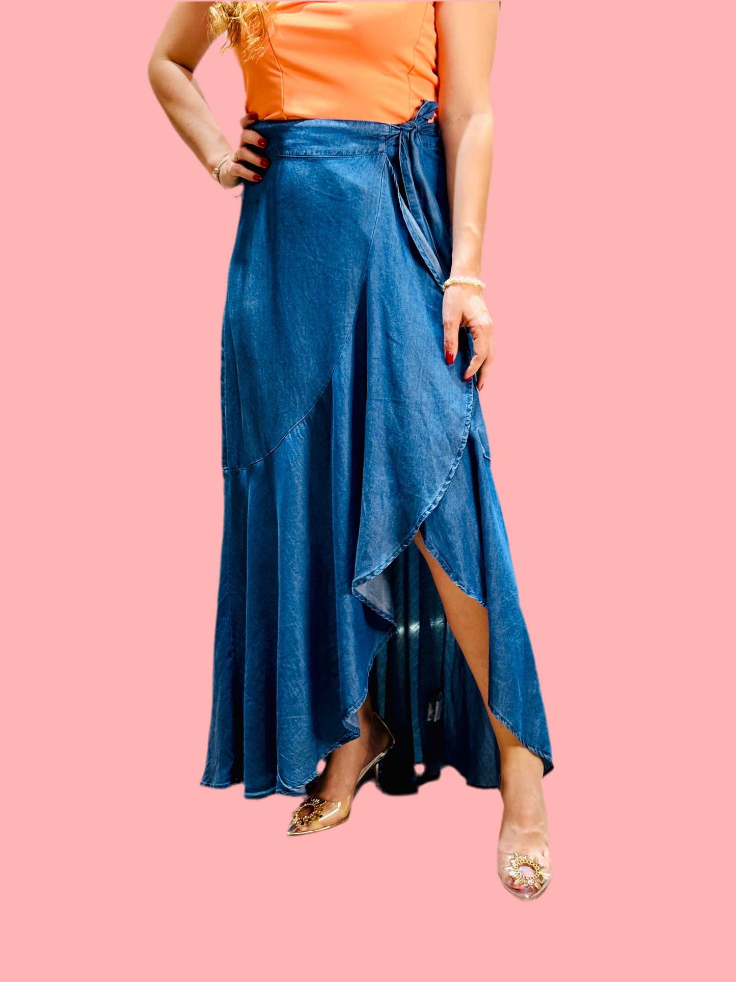 Falda Jeans Larga azul oscuro Dama CFD1183-21 690525