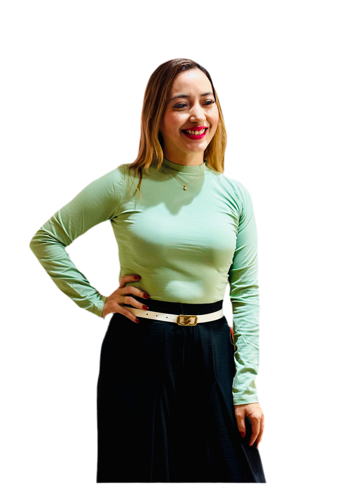 Camisa dama blusa manga larga verde CTD1154-40 315235