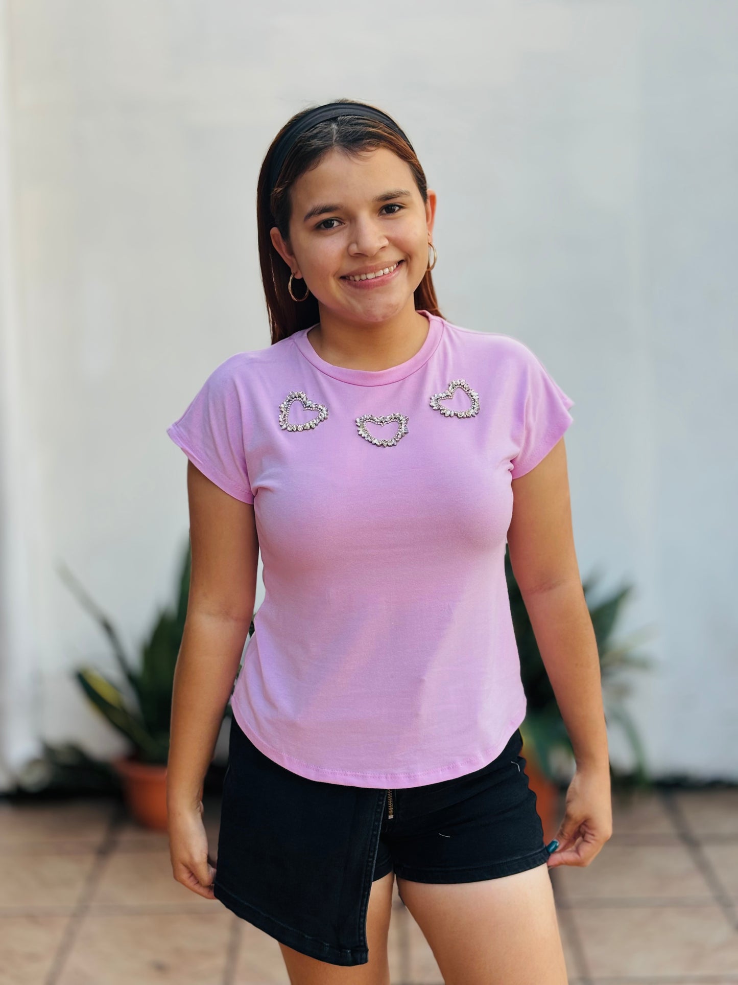 Camisa corazones brillantes morado S-XL IN1-2219 325225