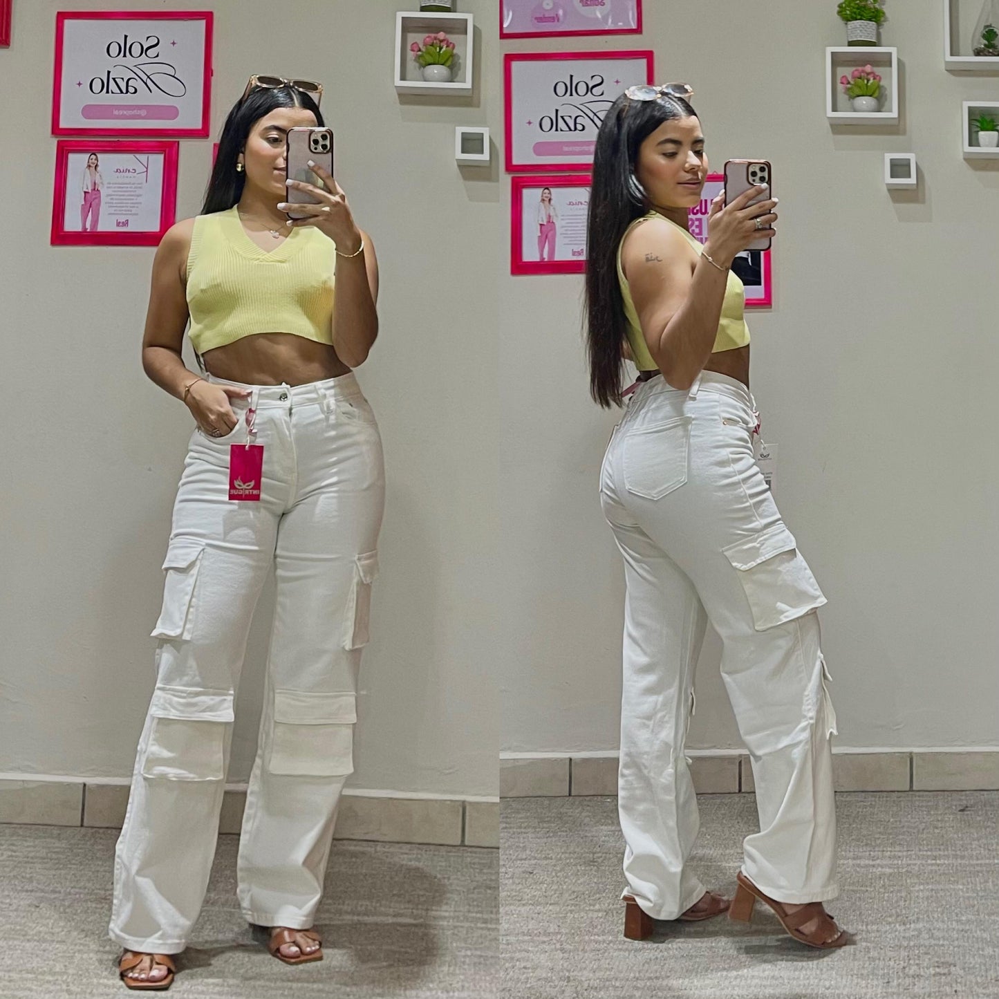 Pantalon Jeans blanco cargo Mujer 3-15 Intrigue IN2-2461 590490