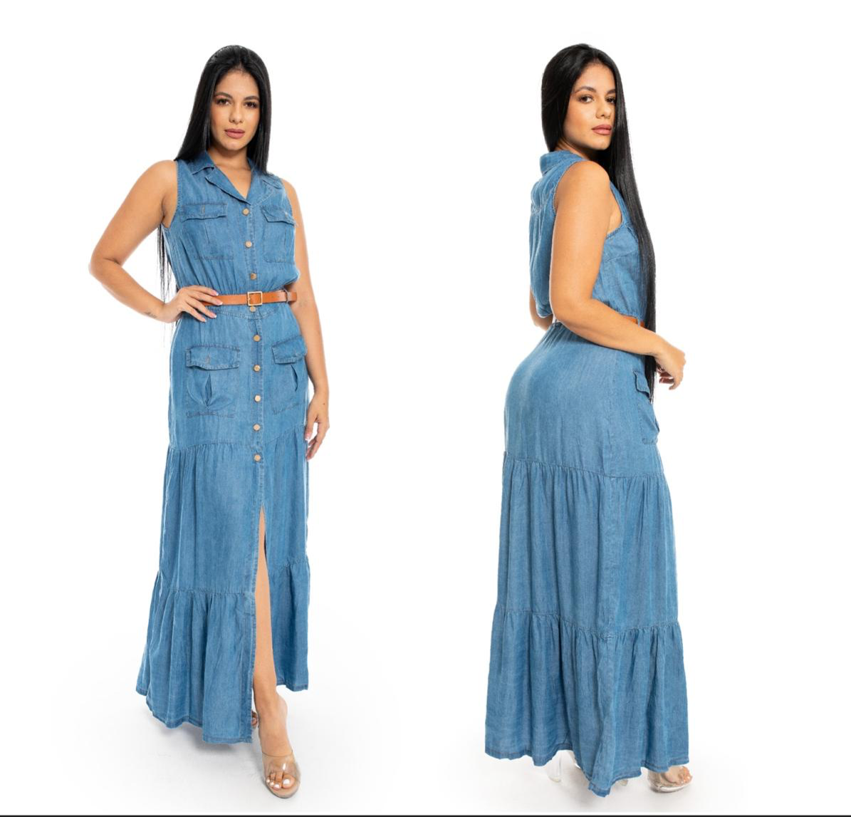 Vestido para dama jeans con faja denim mujer CVD1183-20 790645