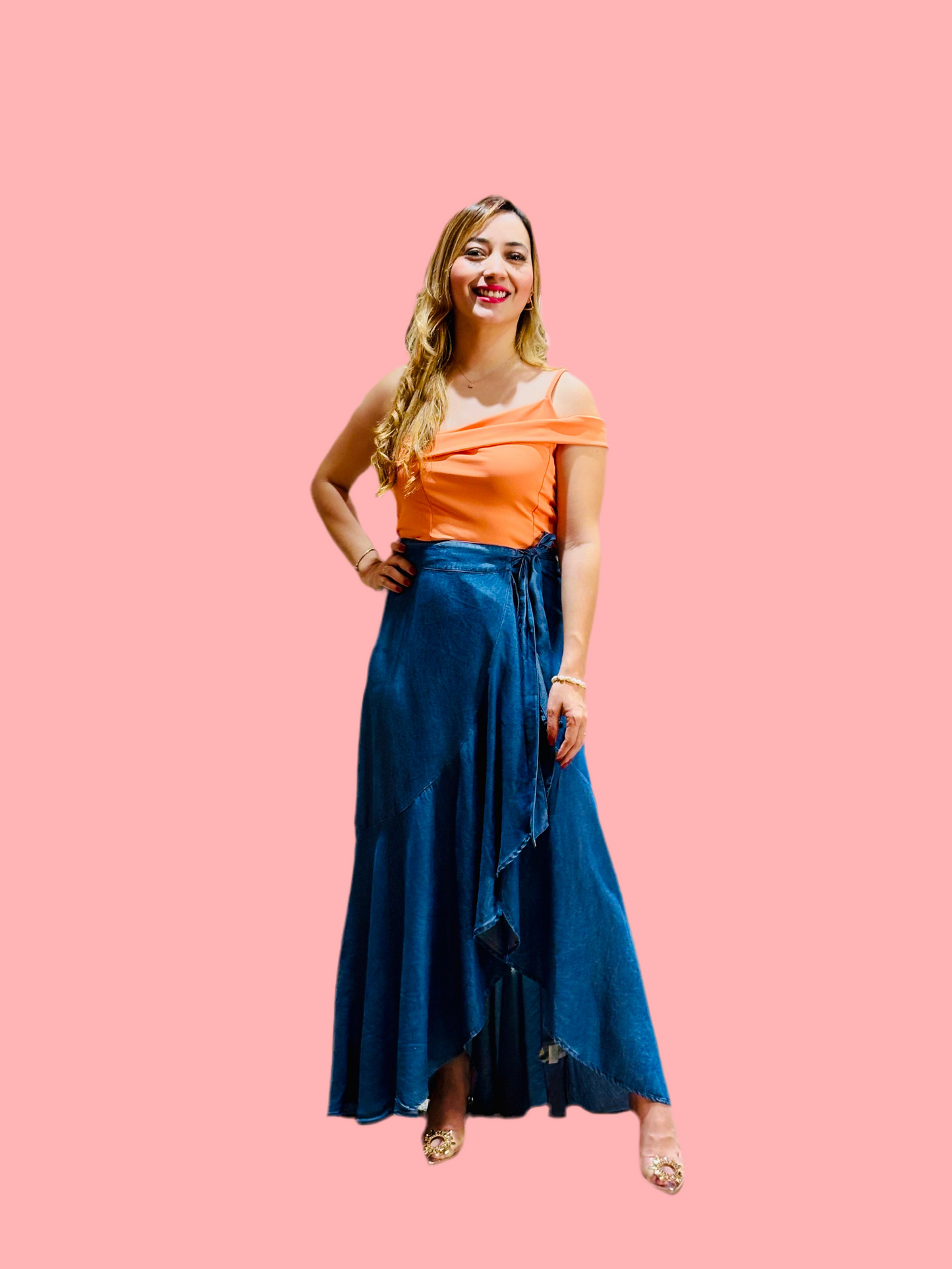 Falda Jeans Larga azul oscuro Dama CFD1183-21 690525