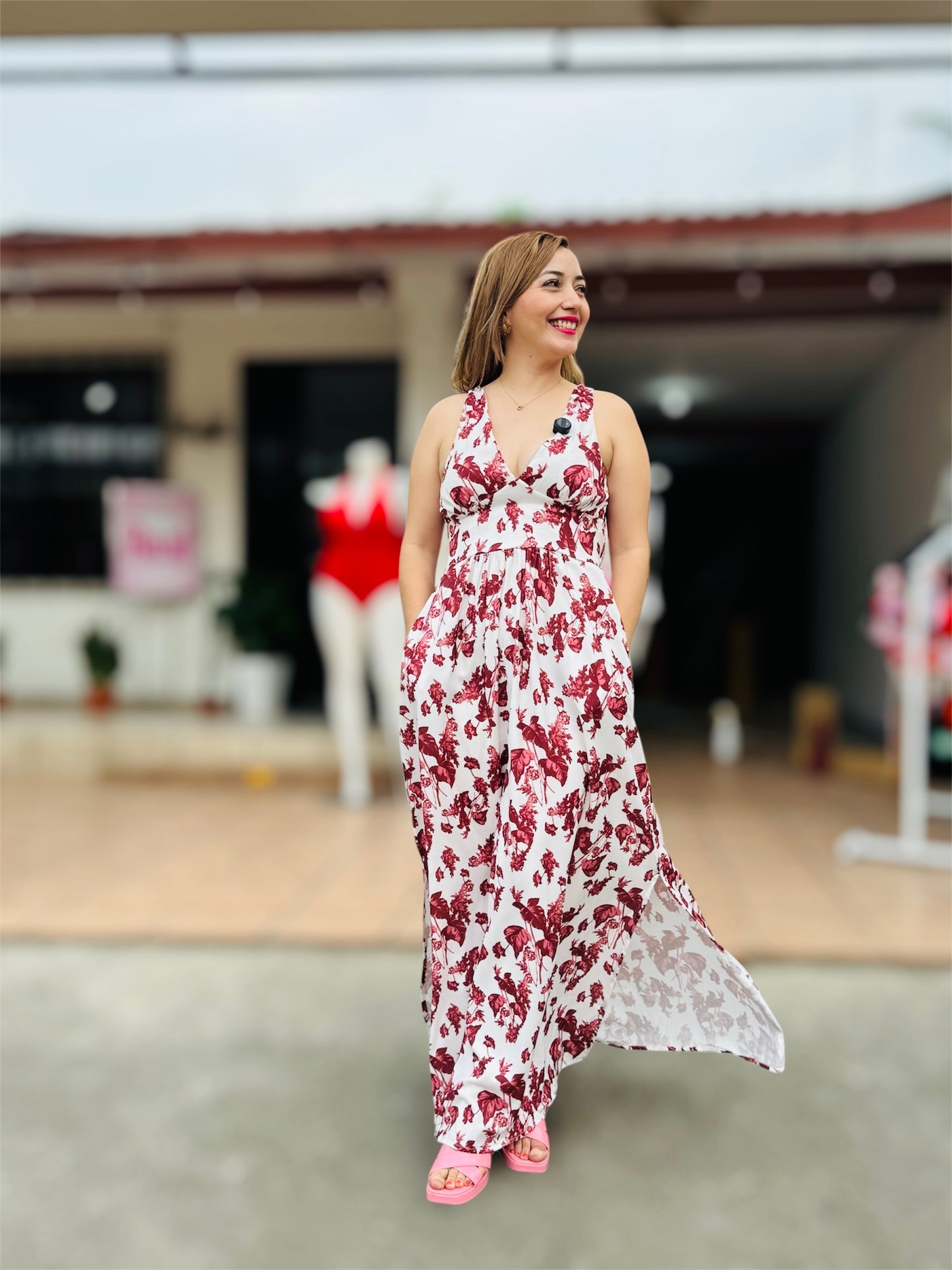 Vestido para dama hojas rojas IN12-2285 890510
