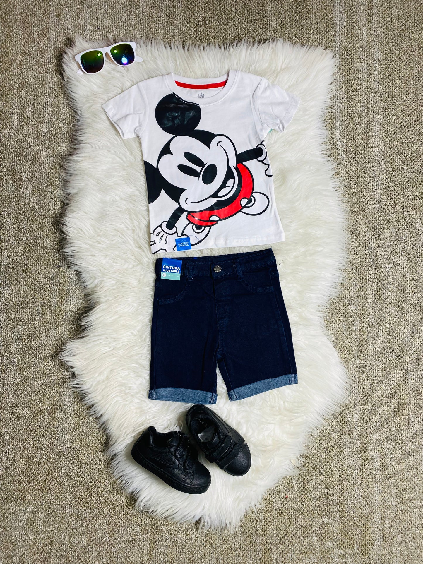 Set conjuntos dos piezas para bebé niño mickey short y camisa 12m a 3T blanco D9-MK-1333B 690345