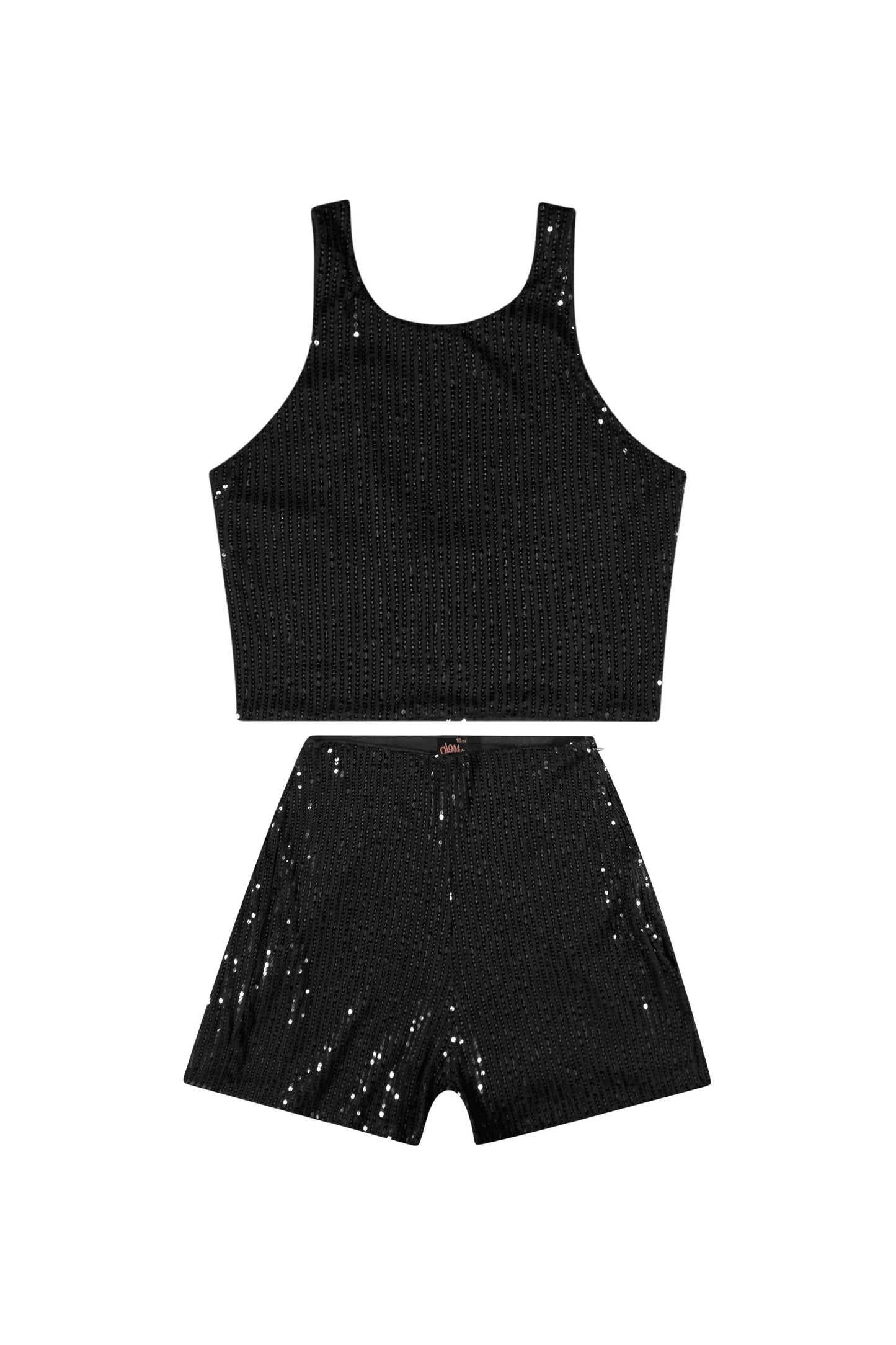 Conjunto para niña short y camisa negro con lentejuelas gloss 31841-008910 1090630