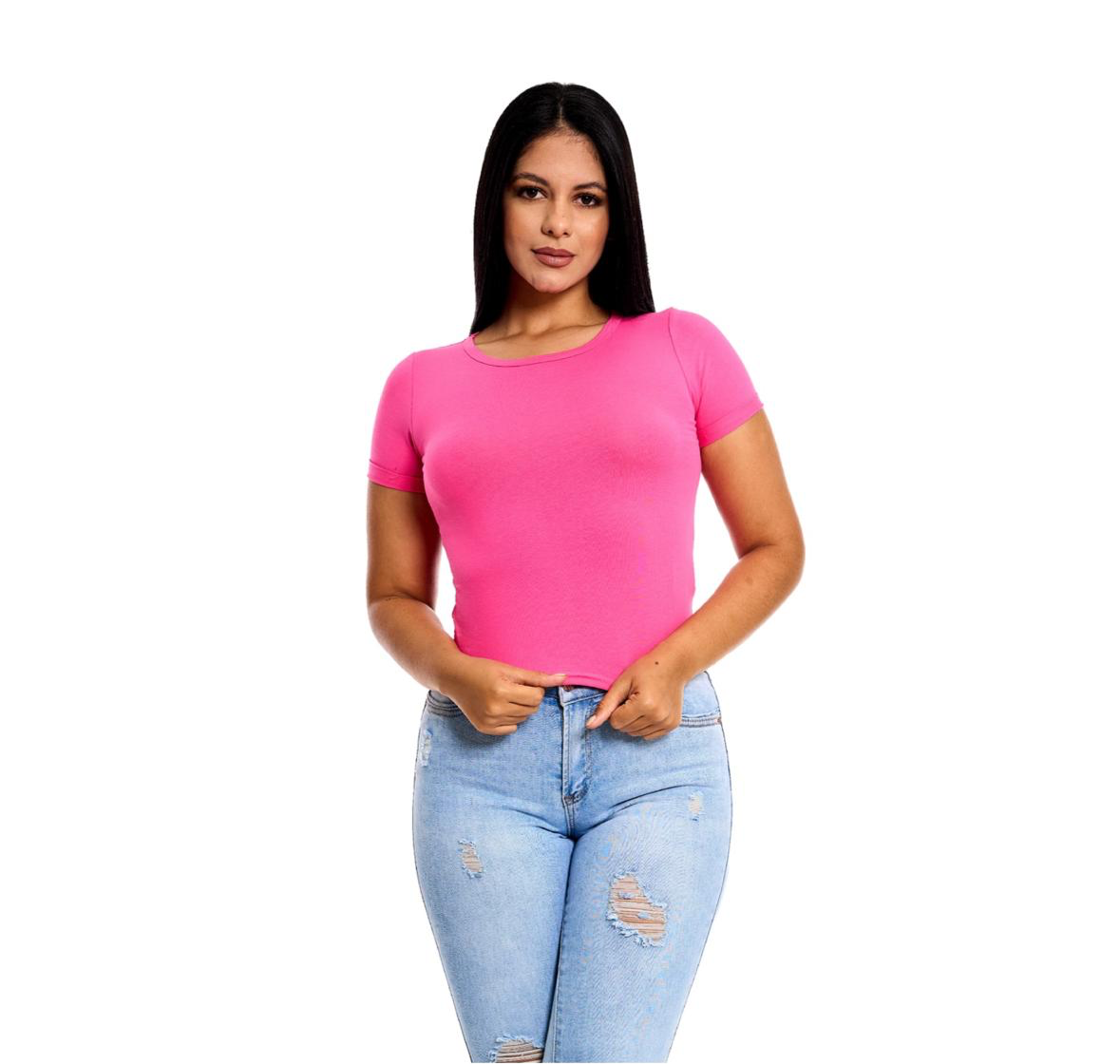 Camisa crop top Fuscia basica algodón camiseta CTD1154-10 395280