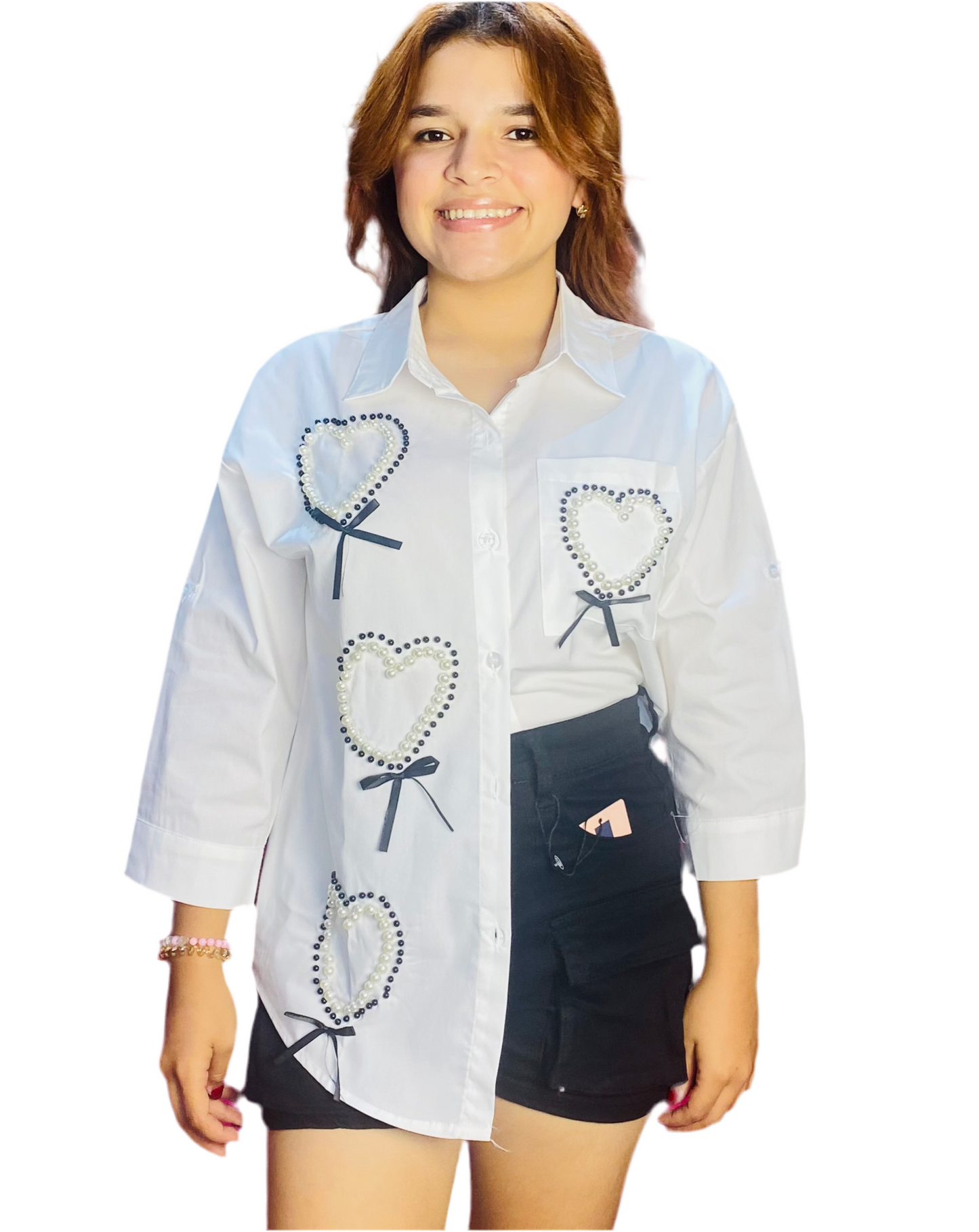 Camisa Blusa Dama manga larga con chongos blanca CTD1198-16 690425