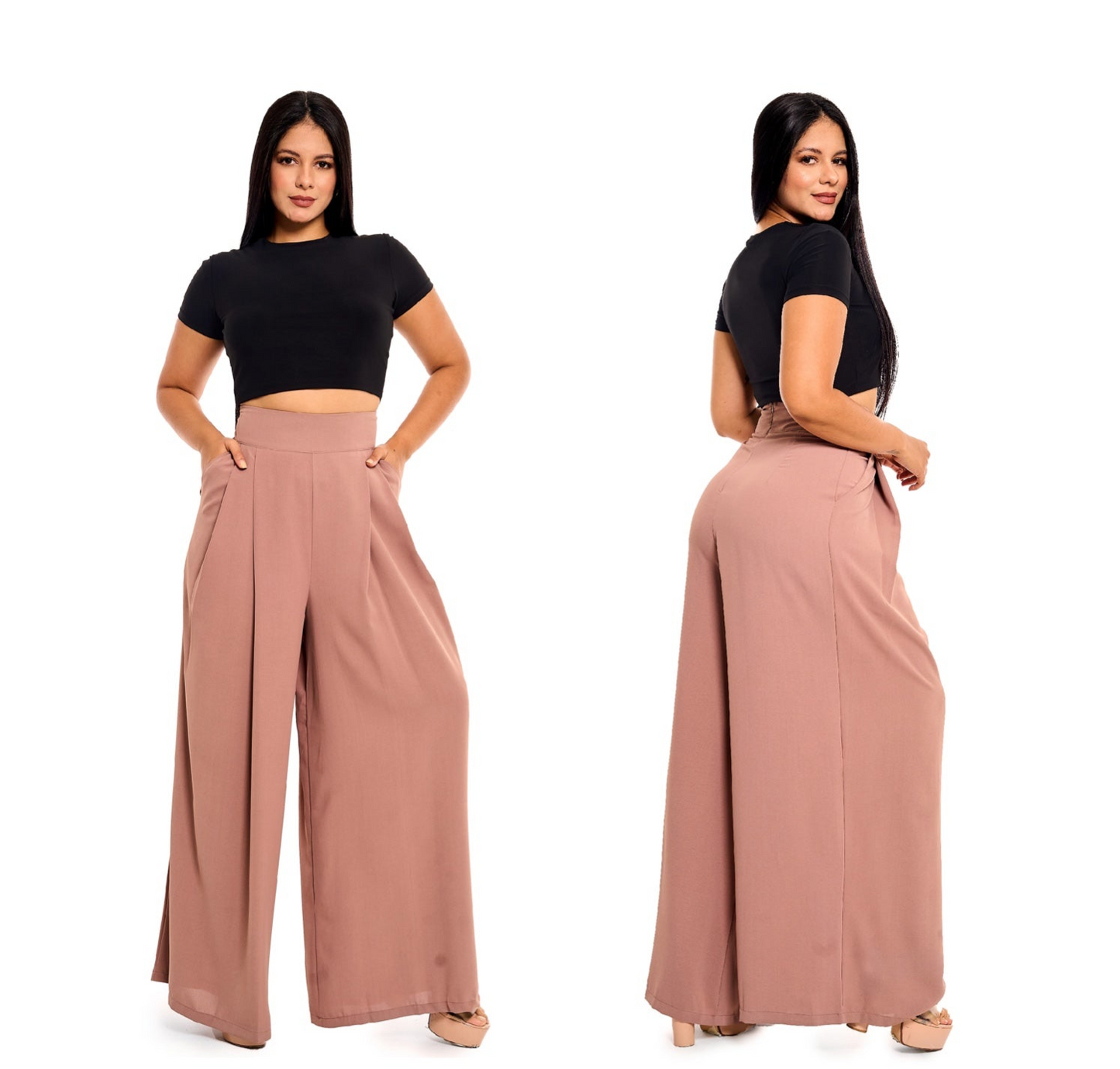 Pantalon de tela Dama Wide Leg morado lila CPD1030-21 690395