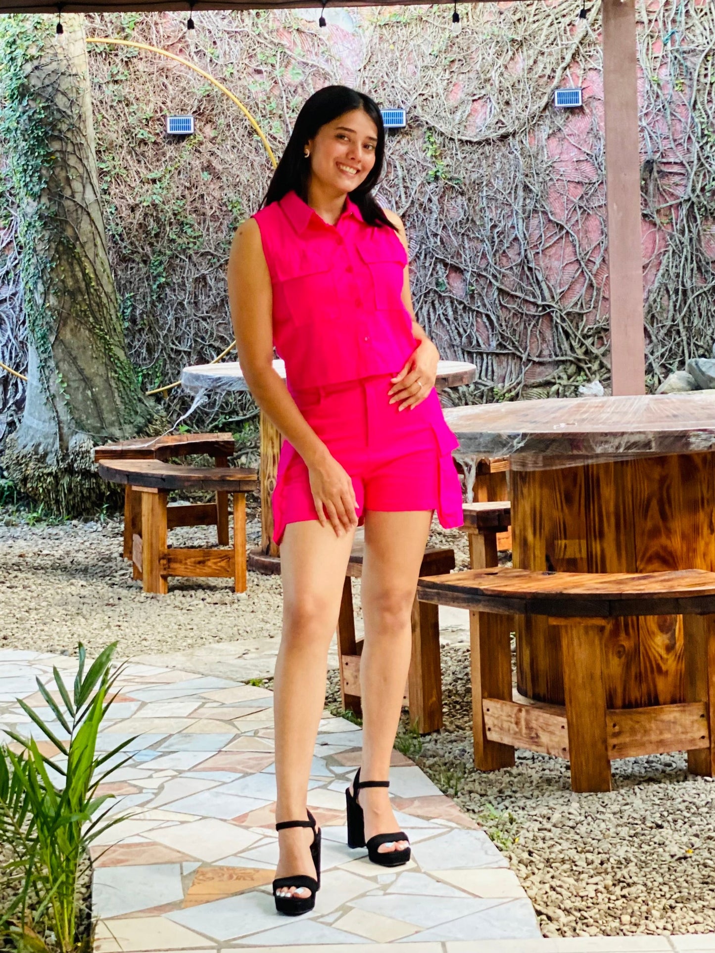 Set de dos piezas formal para dama mujer Fucsia CSD1210-20 990/535