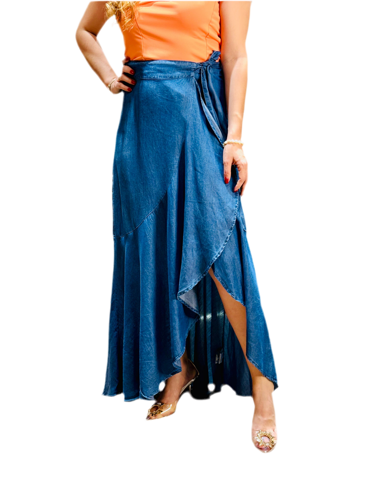 Falda Jeans Larga azul oscuro Dama CFD1183-21 690525