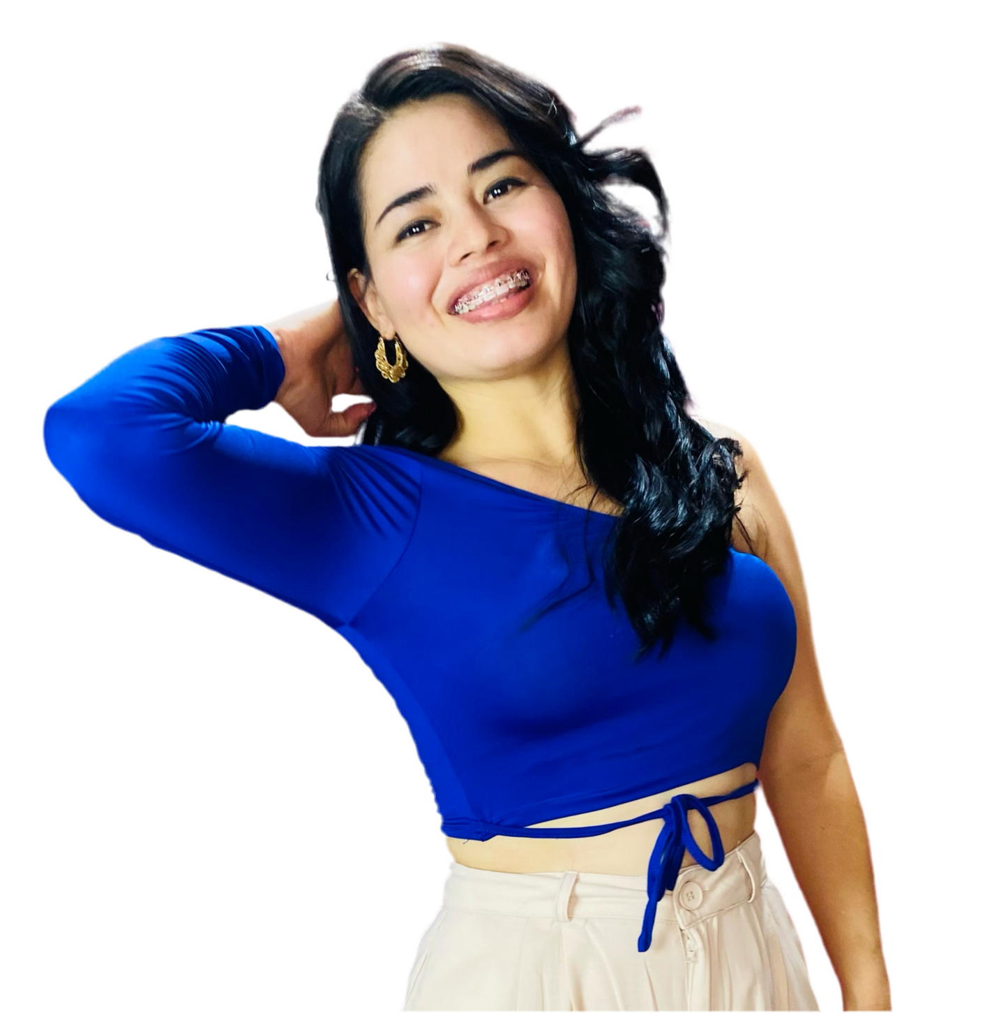 Camisa una manga larga mujer dama INT1-670 399299 azul