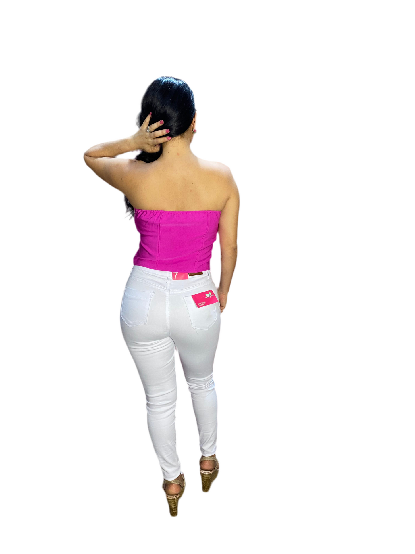 Jeans Pantalon tiro alto blanco Playboy PB11-1880 tallas 3-15 590430