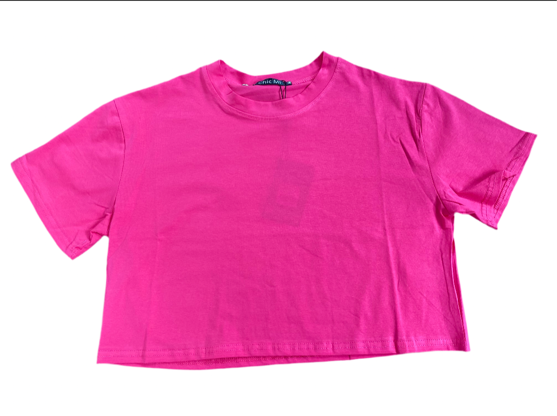 Camisa crop top basic Fuscia algodón camiseta CTD1154-1 395280