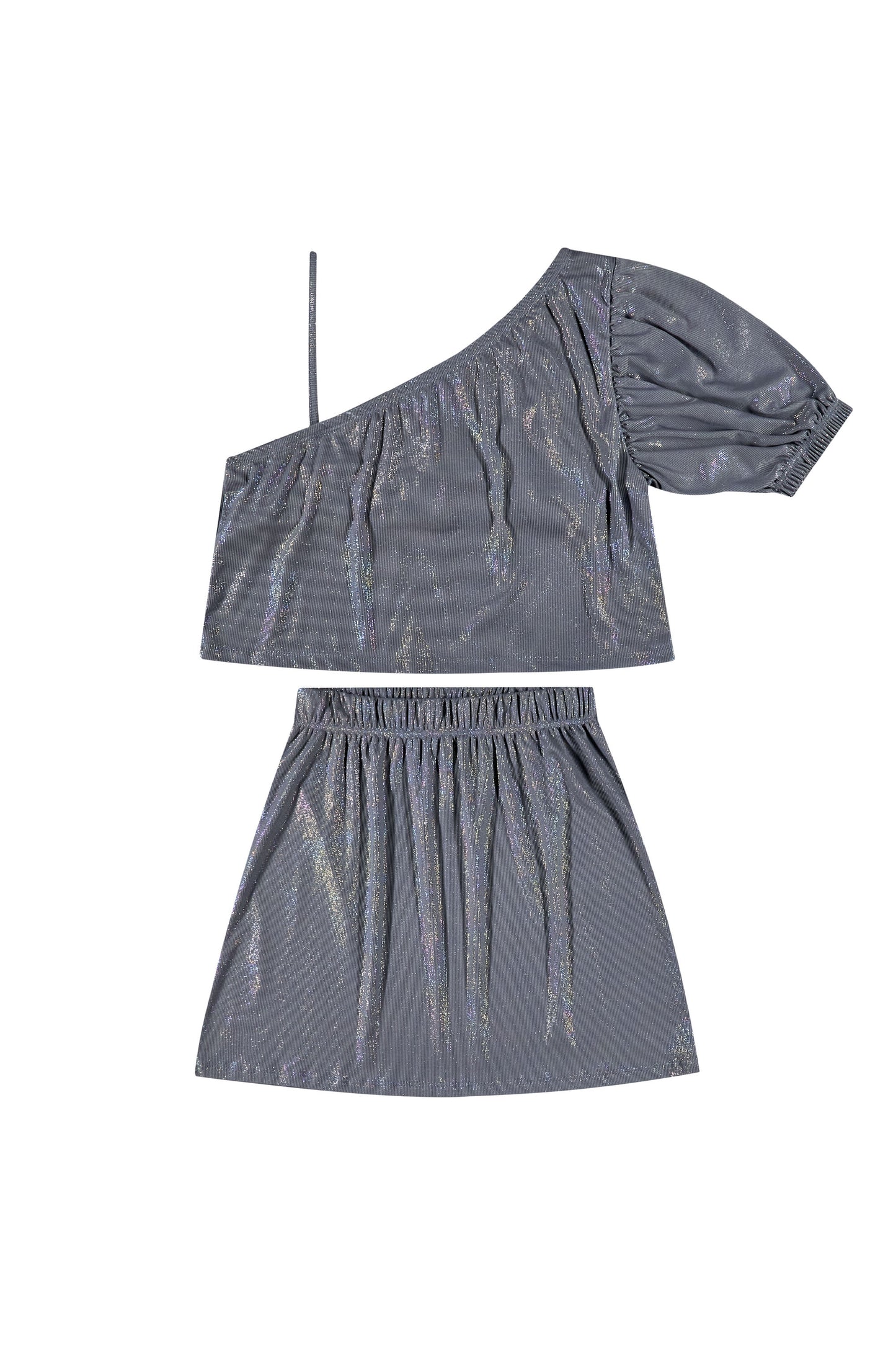 Conjunto para niña falda y camisa gris tornasol gloss 31848 745555