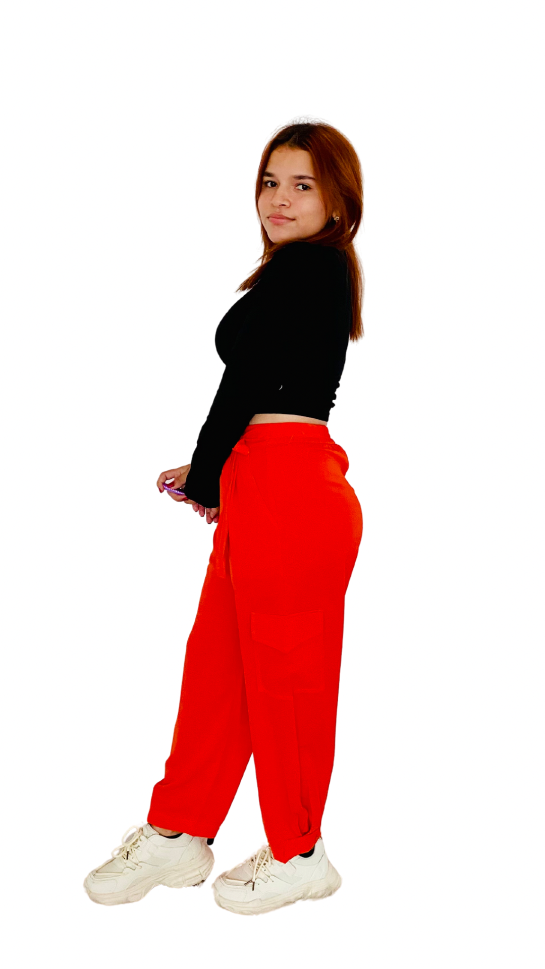 Pantalón tela cargo dama Naranja Tallas S M L XL PR3-965 590390