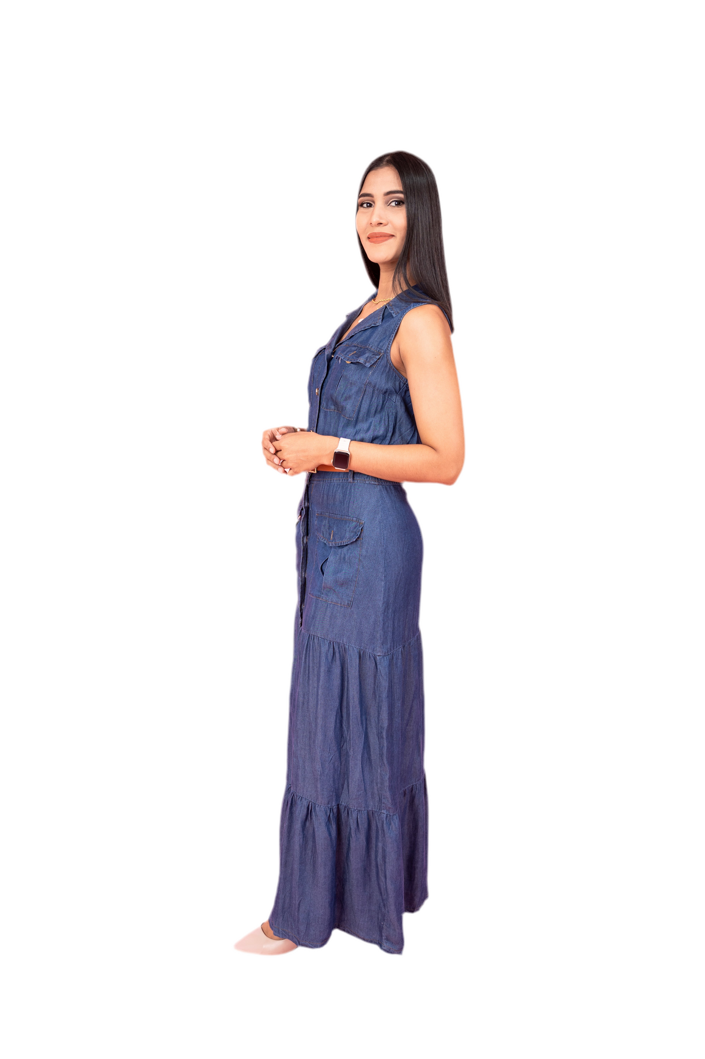 Vestido para dama jeans con faja denim mujer CVD1183-20 790645