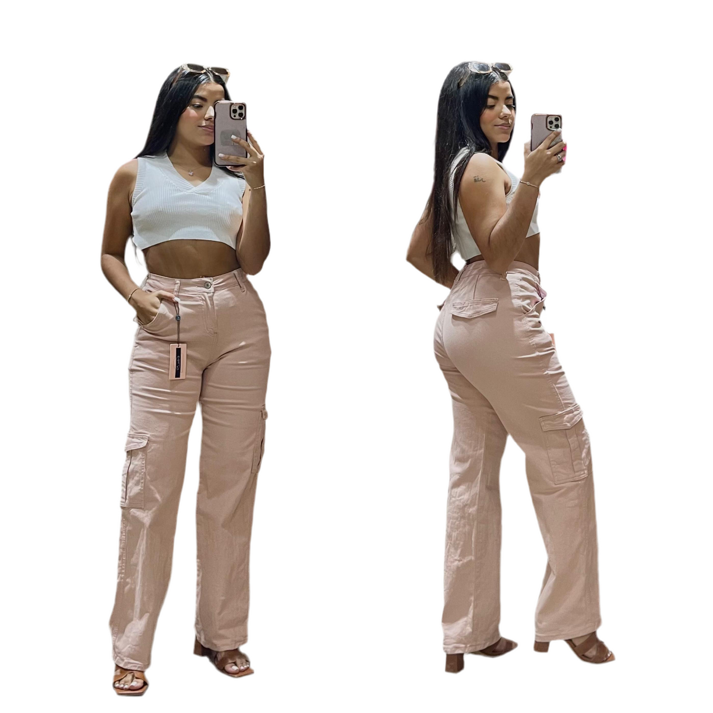 Jeans pantalon cargo mujer CPD1204-4 590465 rosado