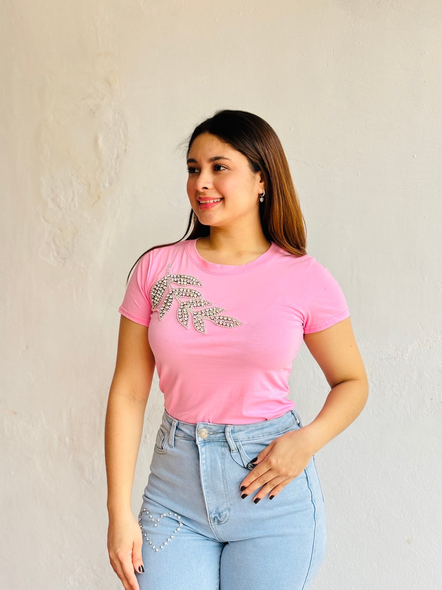 Blusa para Dama rosada hojas CTD1227-19 580375