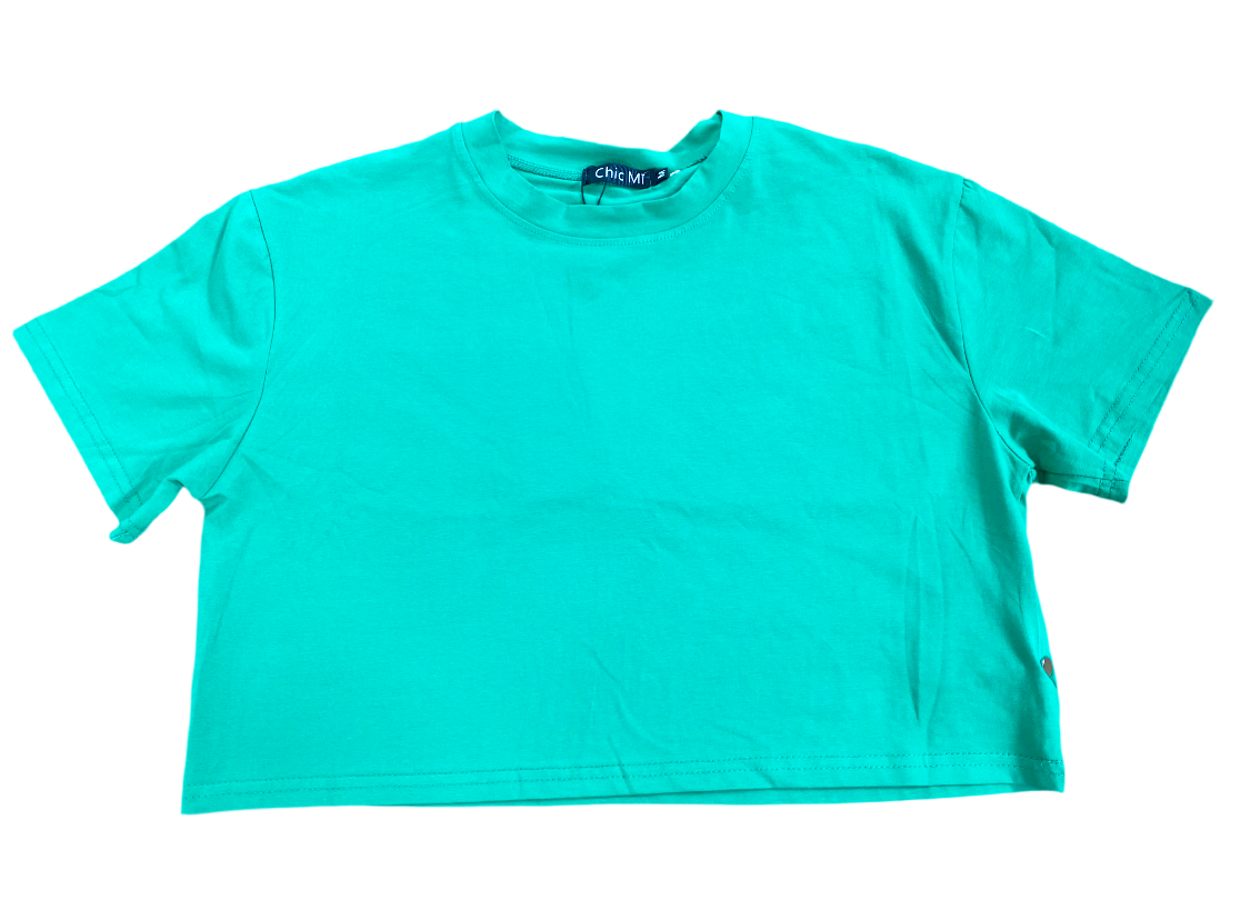 Camisa crop top basic verde Esmeralda algodón camiseta CTD1154-1 395280