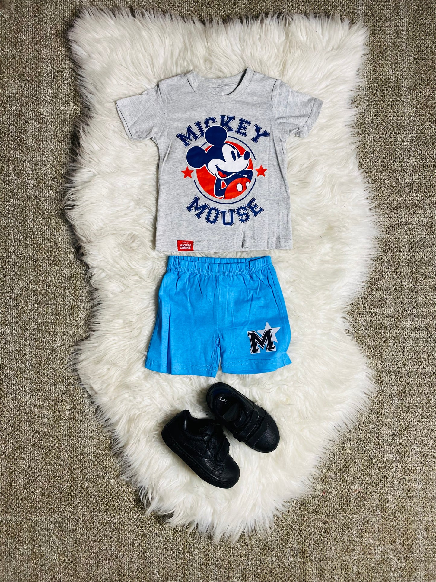 Set conjuntos dos piezas para bebé niño mickey short y camisa 12m a 3T Gris D9-MK-1317B 390245
