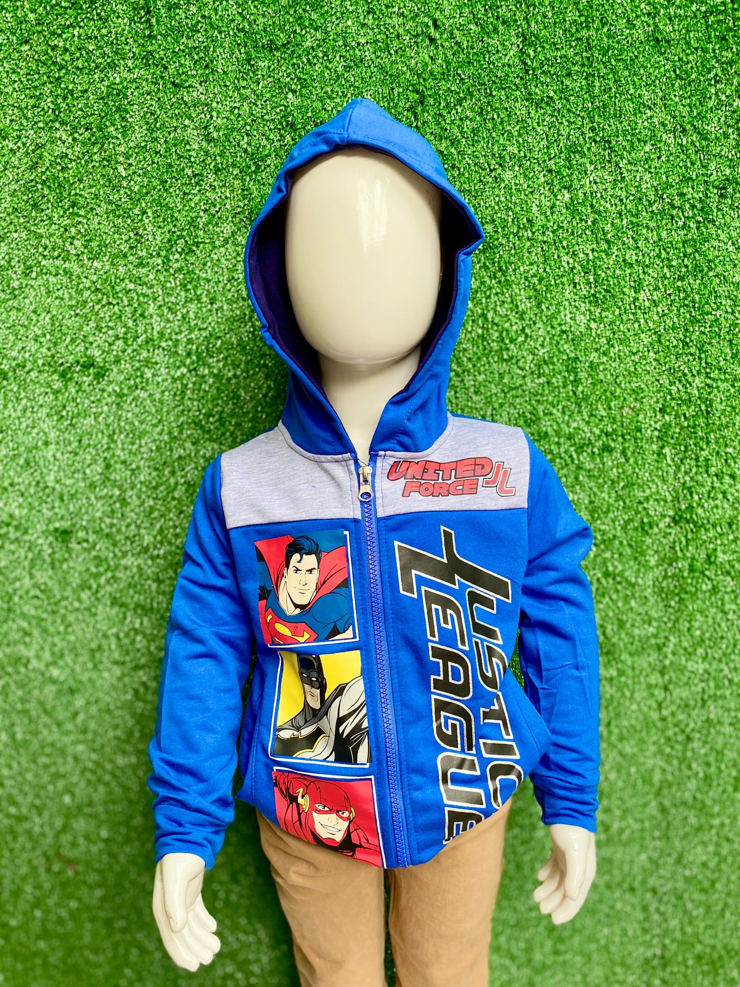 Sueter hoodie sudadera Batman super man iron man niño 2 a 8 años C1-JL-211N 445399 azul