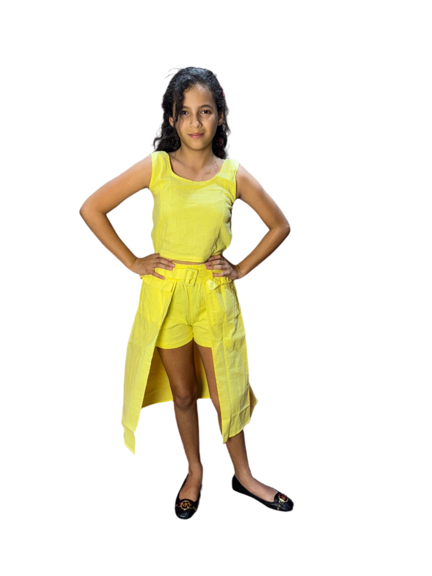 Set dos piezas para niña short camisa amarillo CSG1208-16 690445
