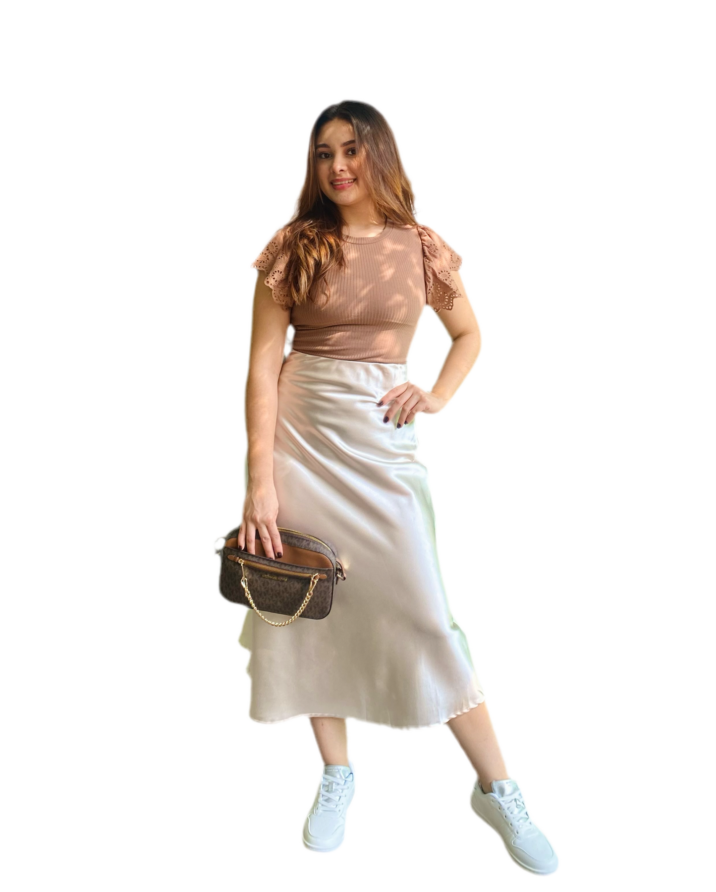 Falda Lisa Satinada Beige 690590