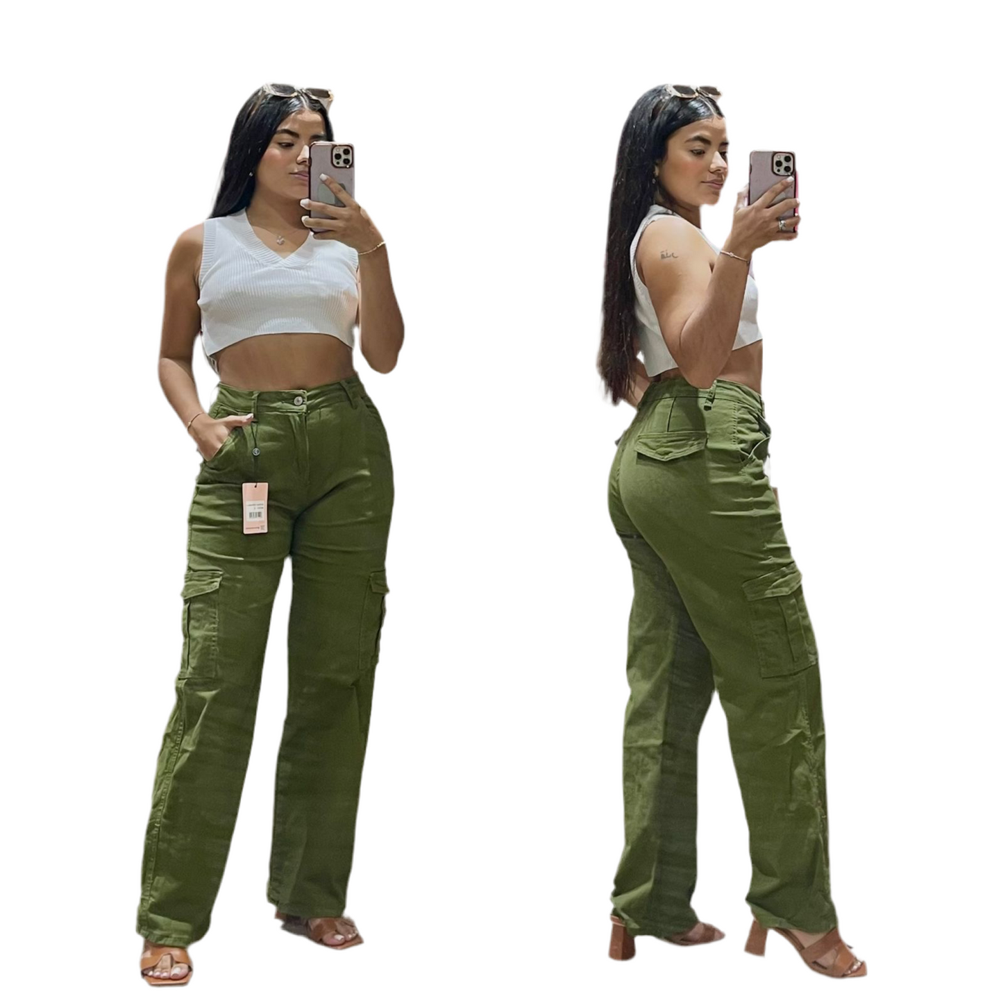 Jeans pantalon cargo mujer CPD1204-4 590465 verde