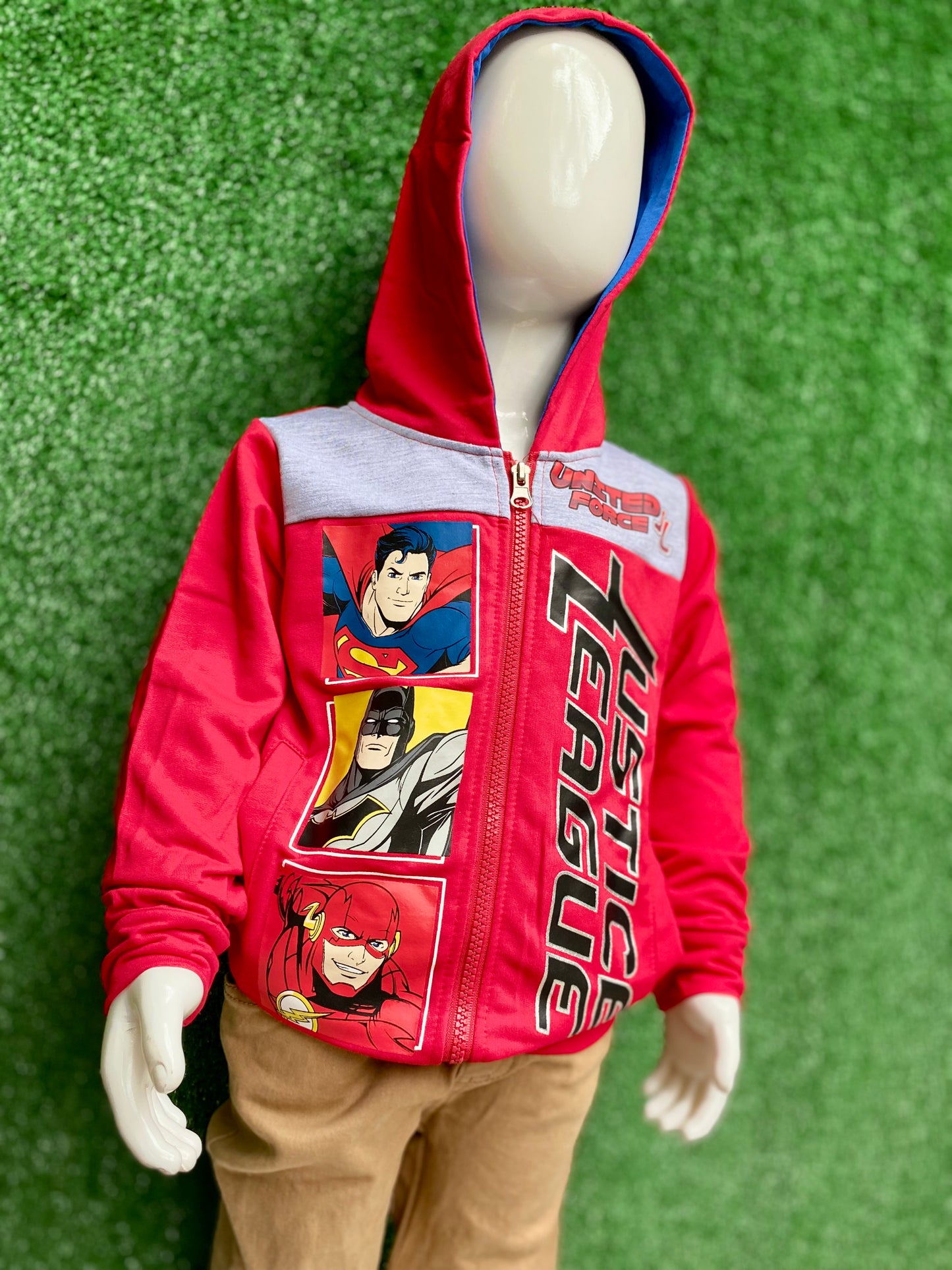 Sueter rojo hoodie sudadera Batman super man iron man niño 2 a 8 años C1-JL-211N 450345