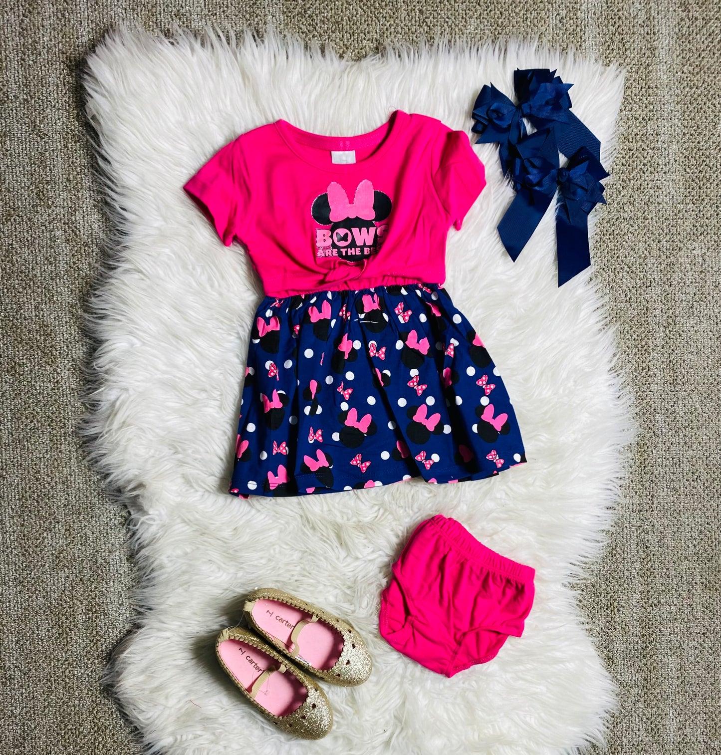 Vestido Minnie Disney rosado fucsia con pantie 12m a 3T D10-MI-1287B 450315