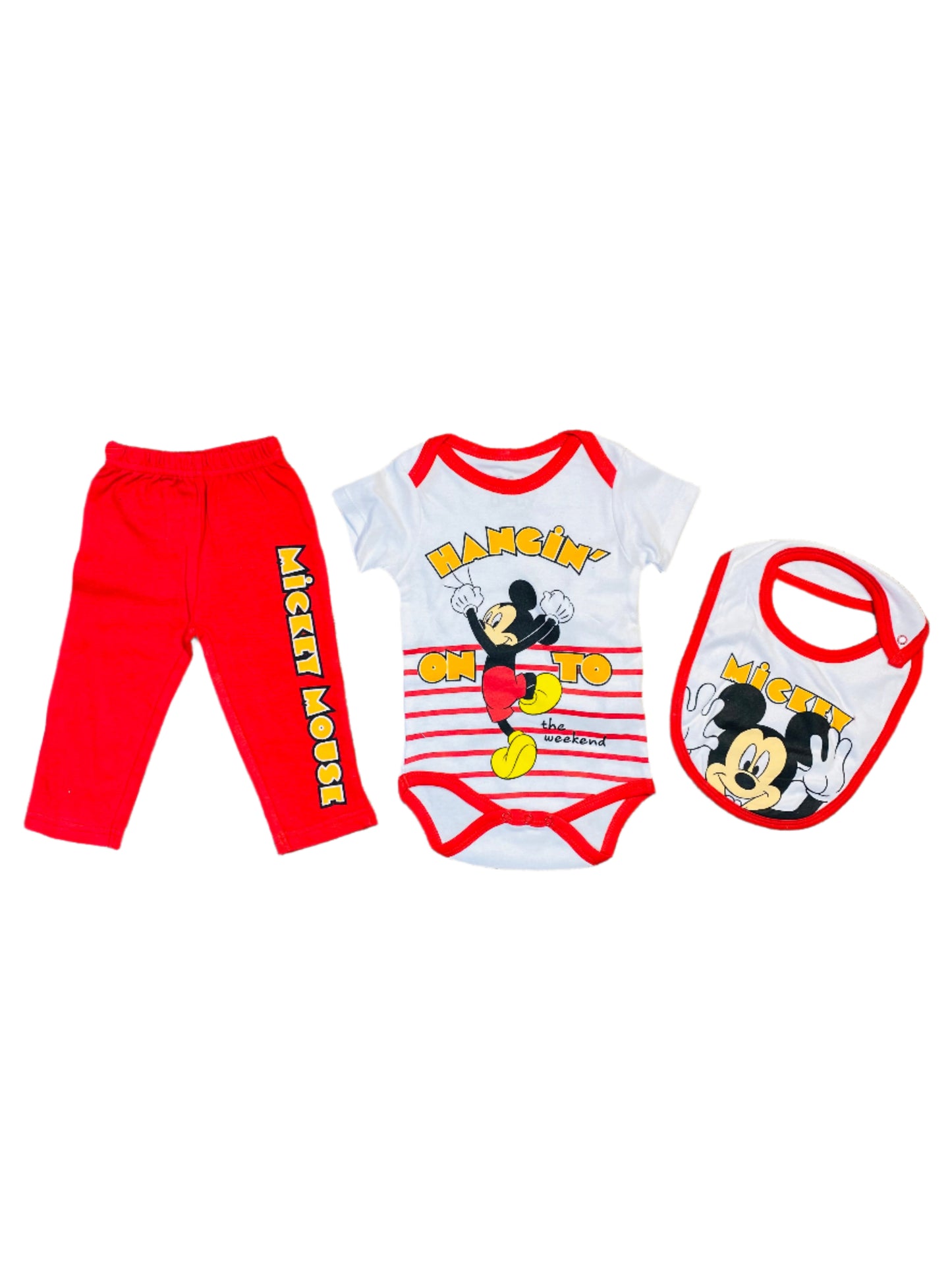 Set Conjunto 3 Piezas para bebé Mickey rojo azul gris 0/6M-18/24M D9-MK-1110B 590315