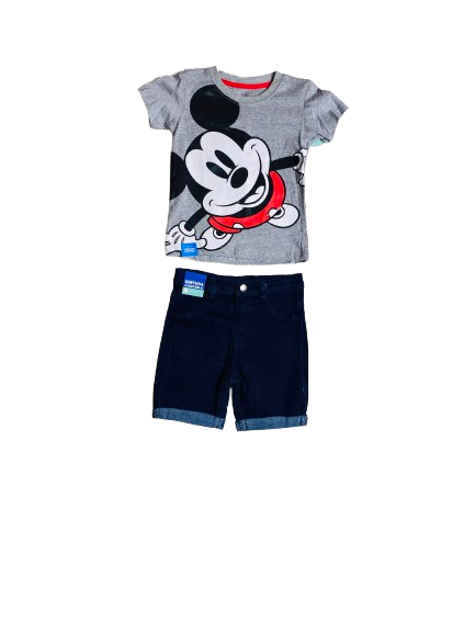 Set conjuntos dos piezas mickey short y camisa 12m a 3T Gris D9-MK-1333B 690345